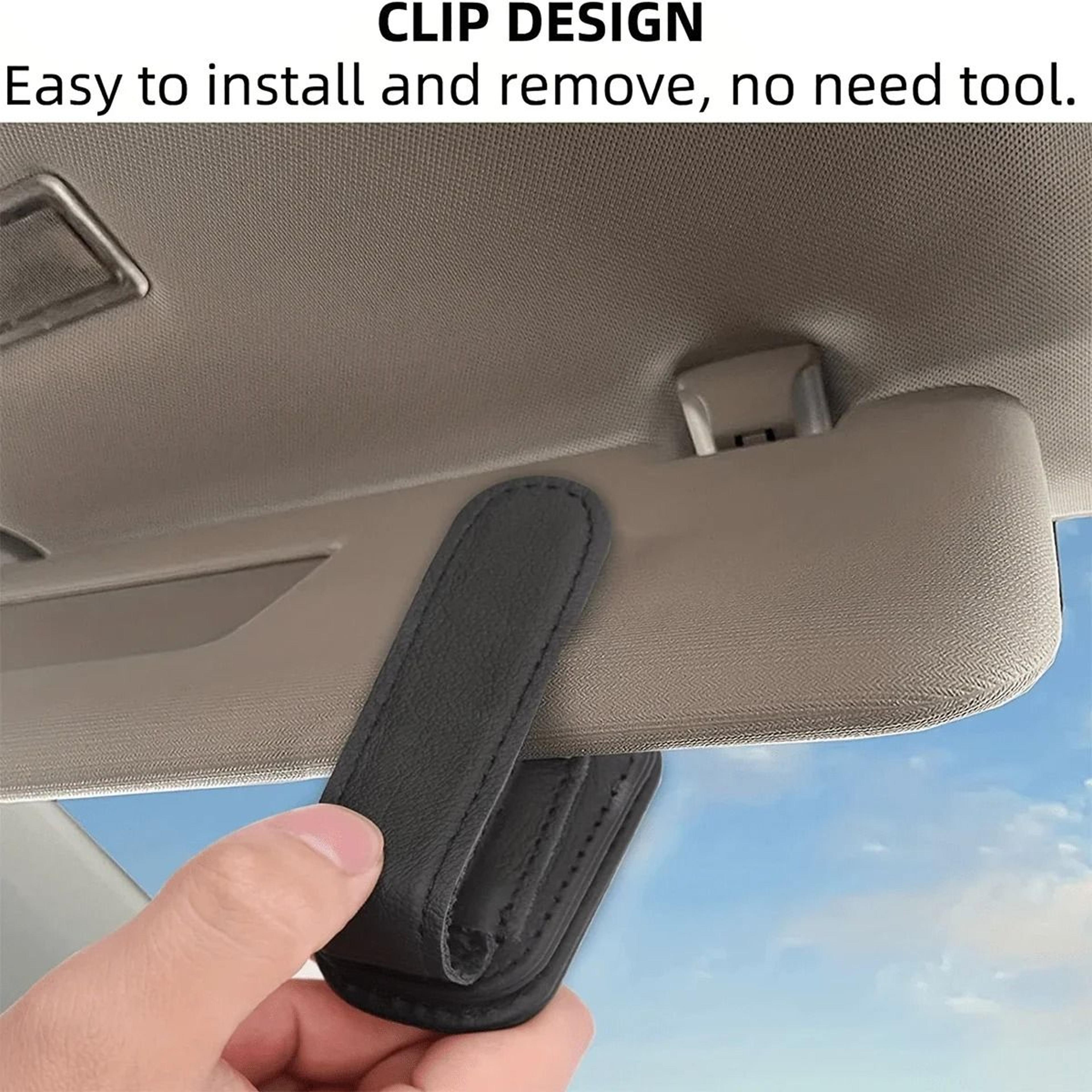 Magnetic Leather Sunglasses Clip For Car Visor 1