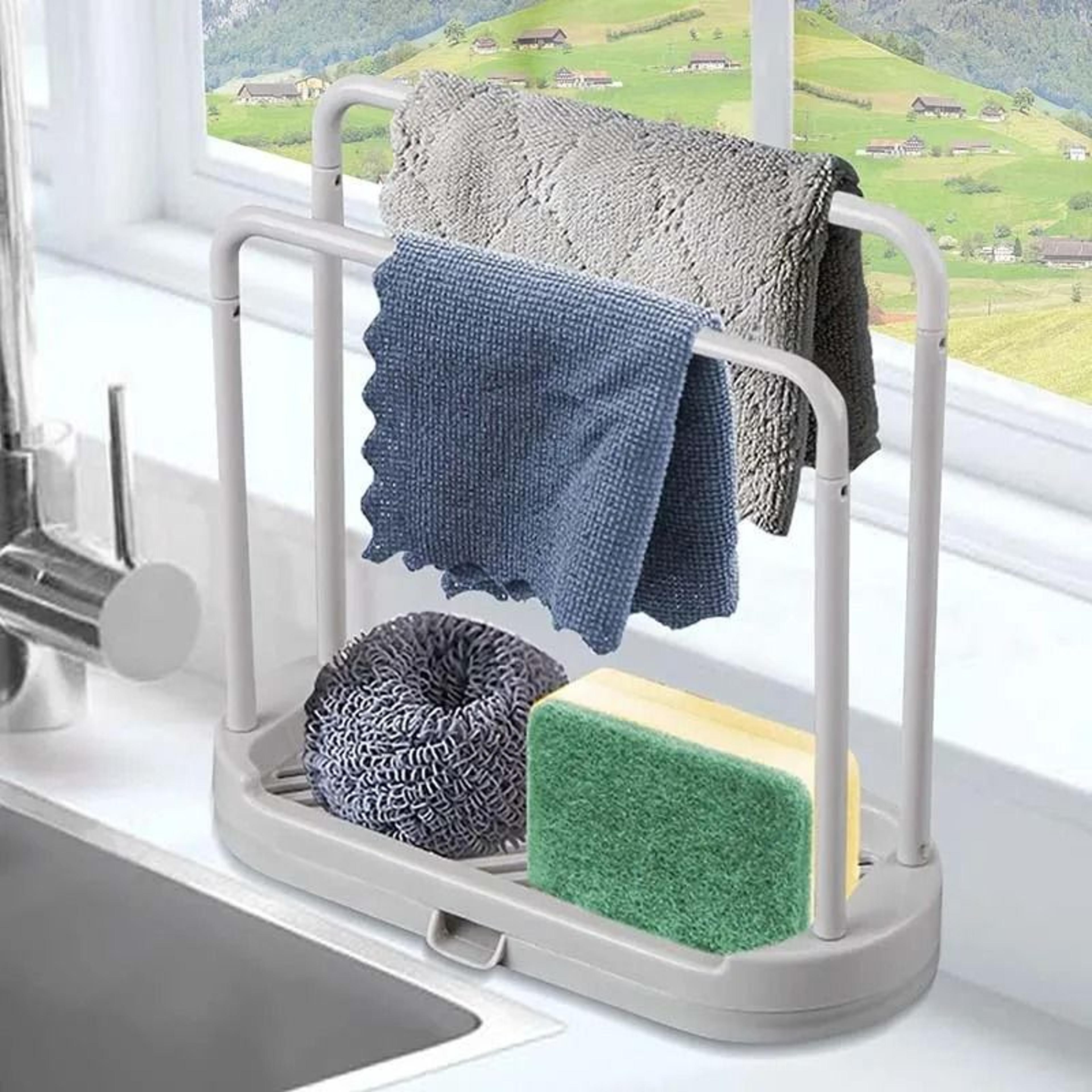 kitchen sink drain storage basket and rag stand