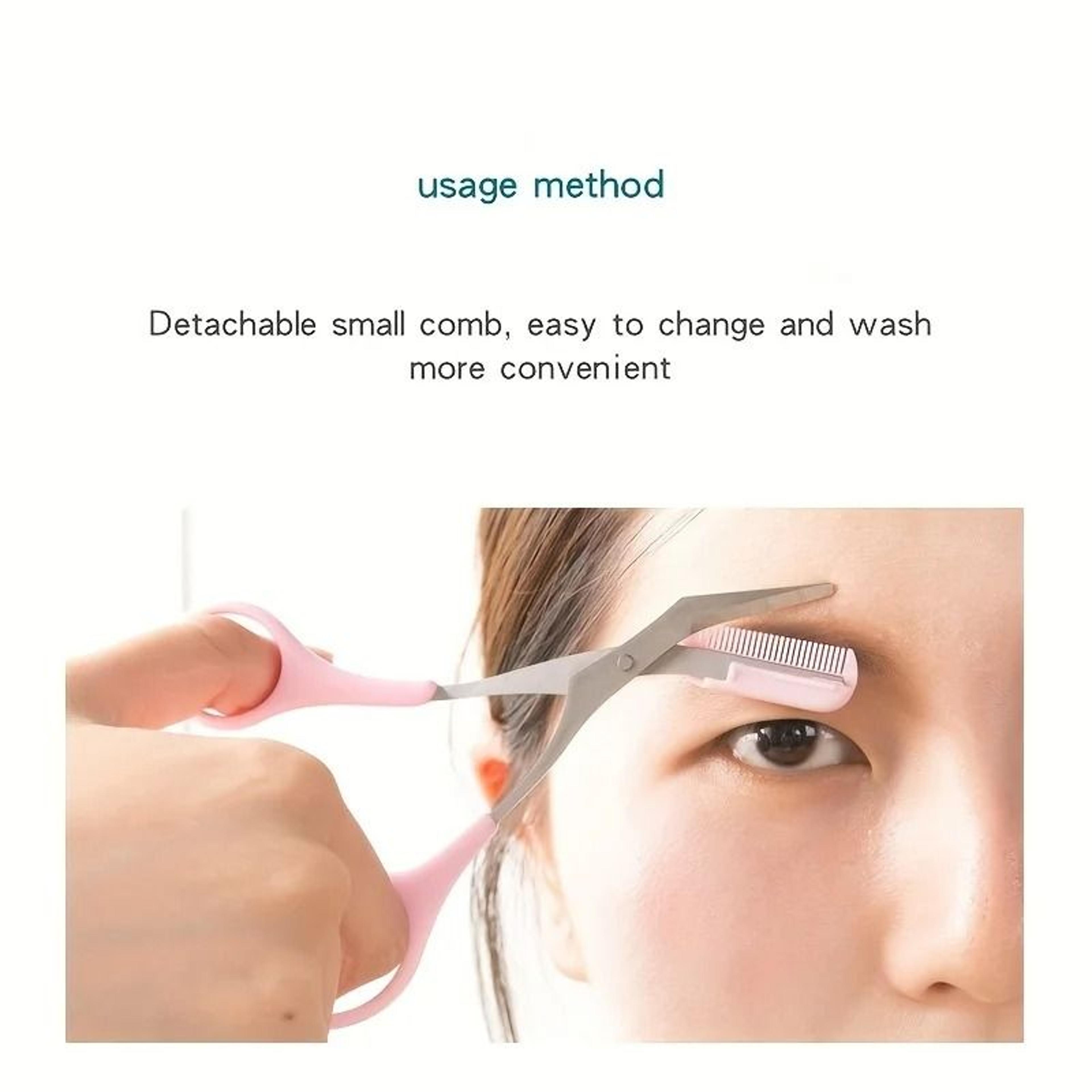 Stainless Steel Eyebrow Trimming Scissors With Comb For Precise Eyebrow Shaping 3