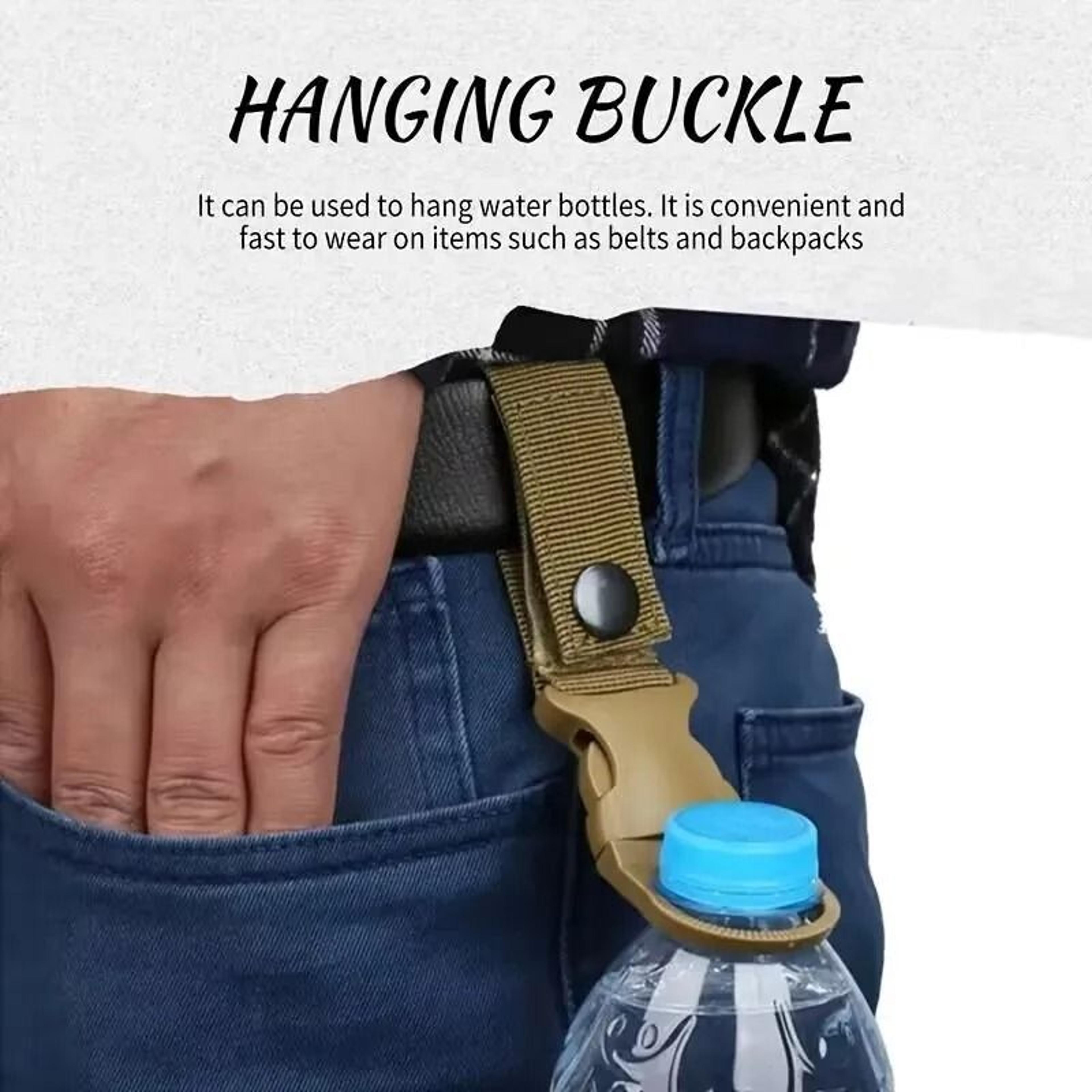 water bottle holder clip with carabiner hook for belts and backpacks