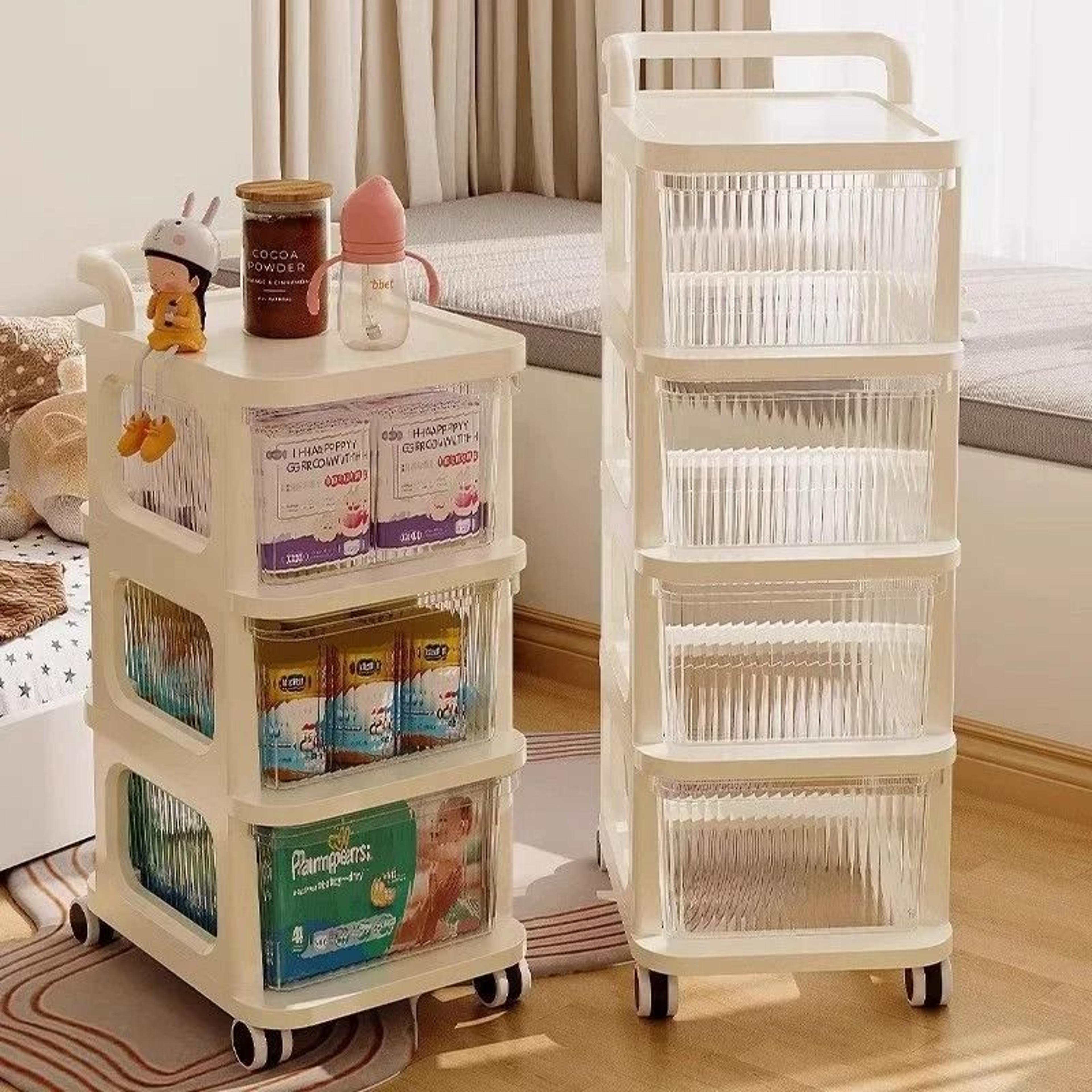 Acrylic MultiLayer Trolley Drawer Storage Rack  Transparent Snack And Kitchen Organizer On Wheels 2