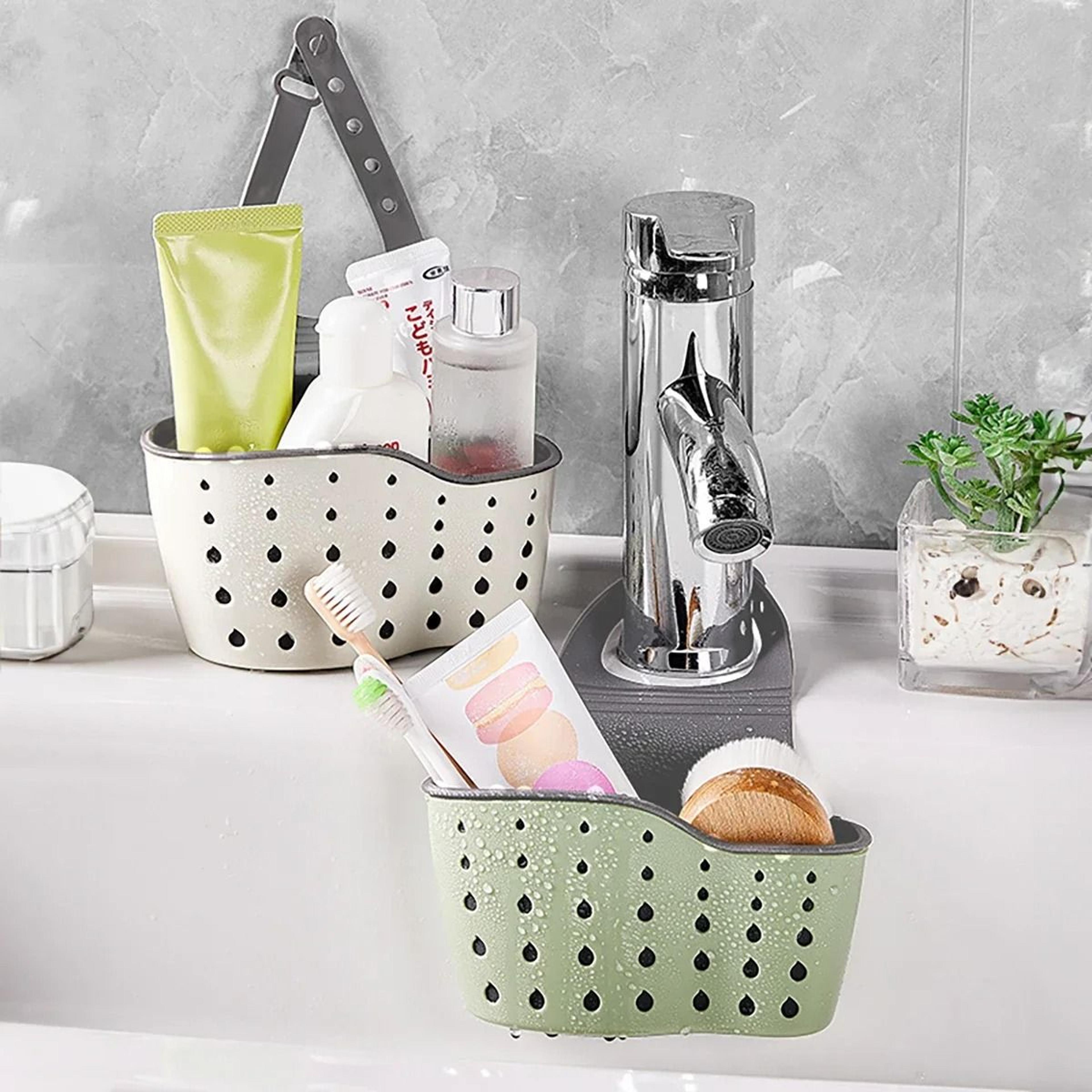 Adjustable Sink Drain Basket Hanging Storage Organizer For Kitchen And Bathroom 4