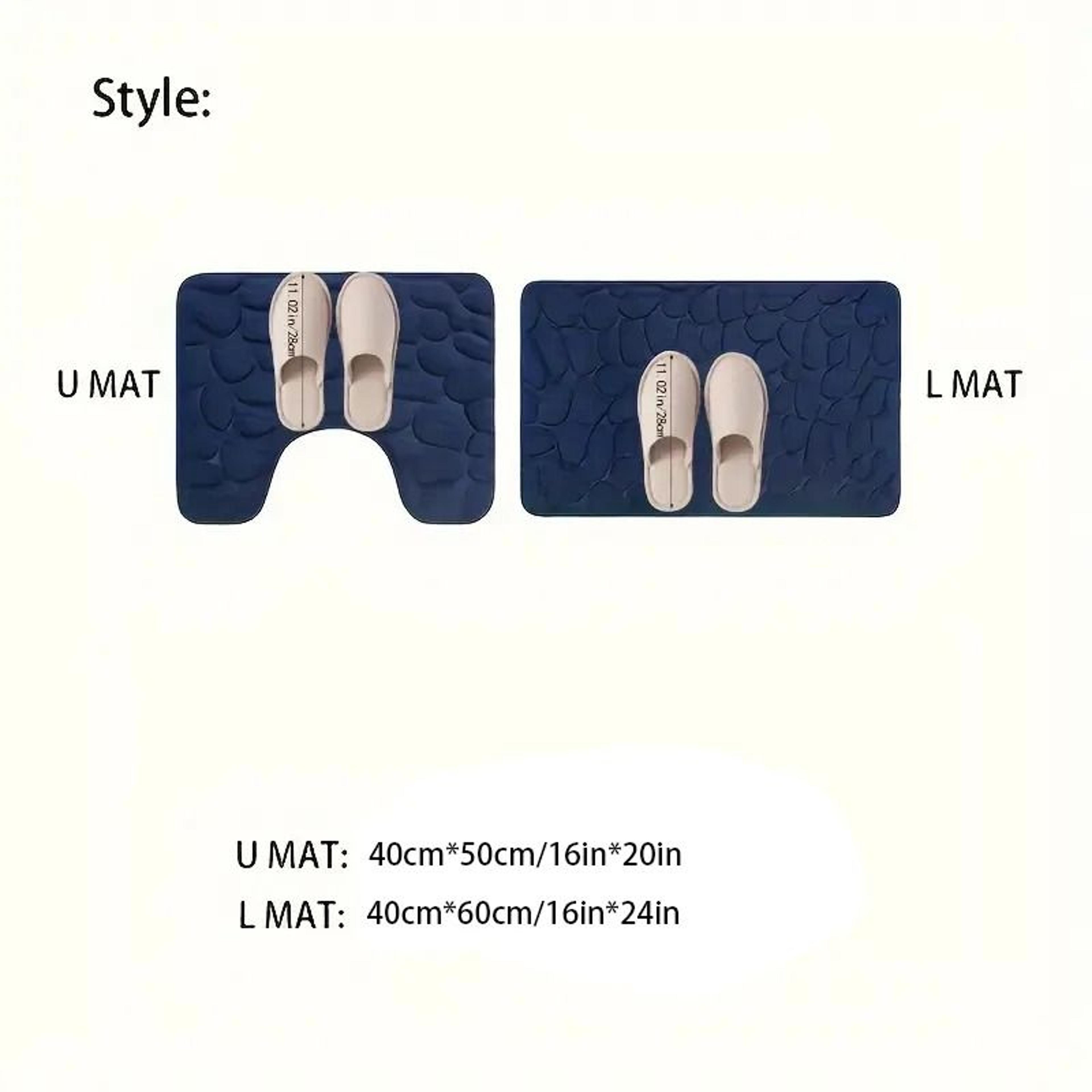 Embossed Stone Pattern Absorbent Bathroom And Door Mat Set 1