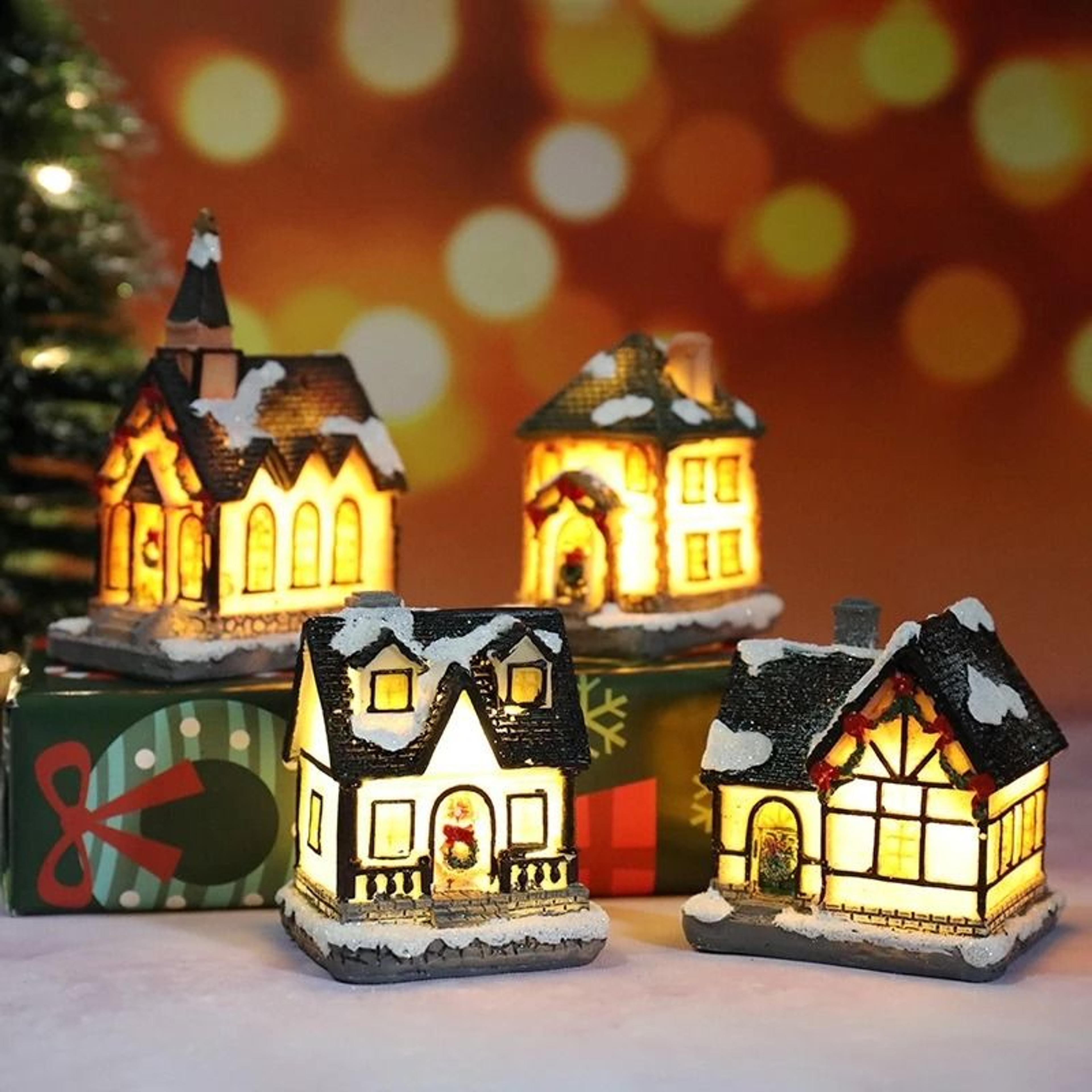 Christmas House Night Light Ornament  Battery Operated Holiday Home Decor 3