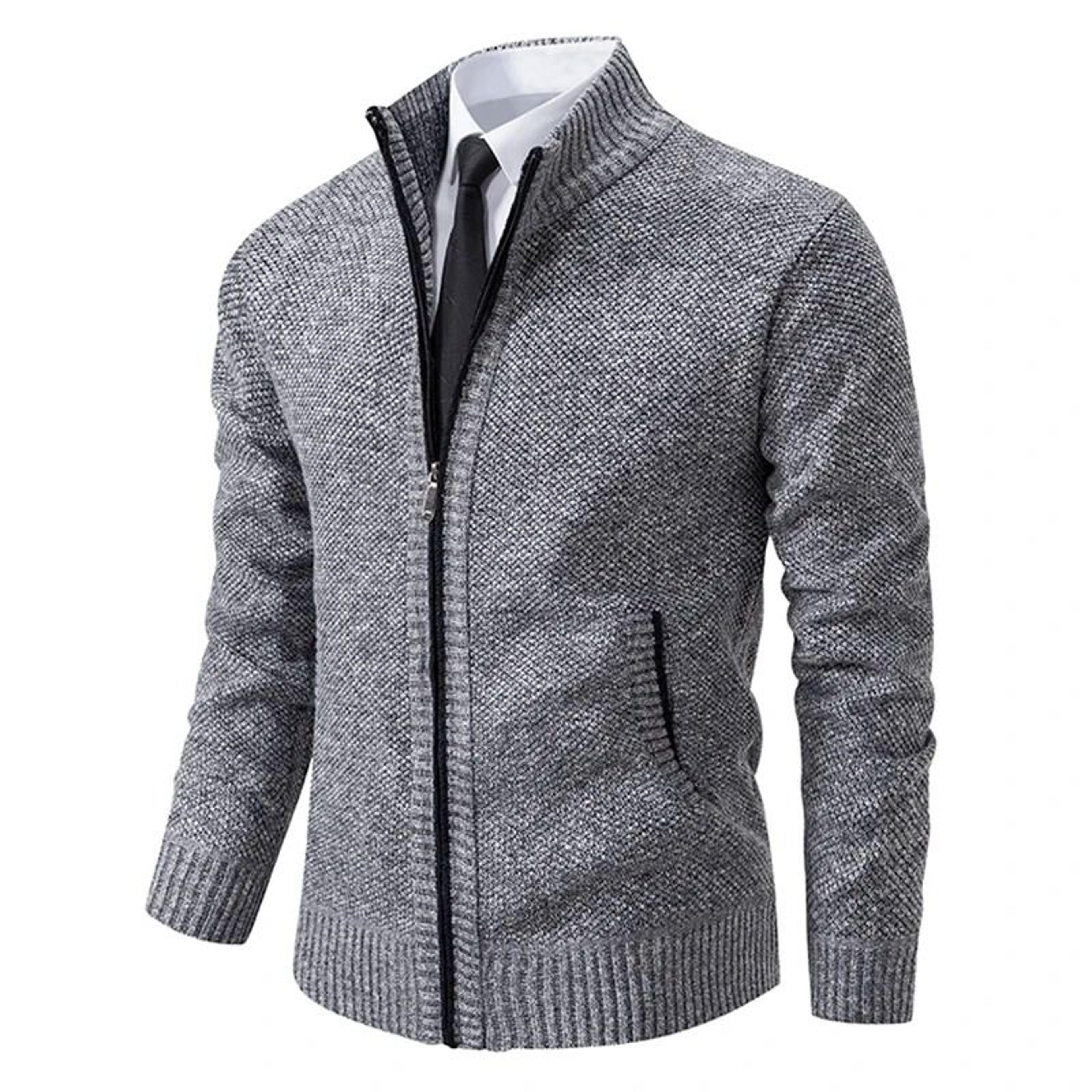 Men Fleece Lined Sports Jacket Warm Zipper Stand Collar Cardigan 11