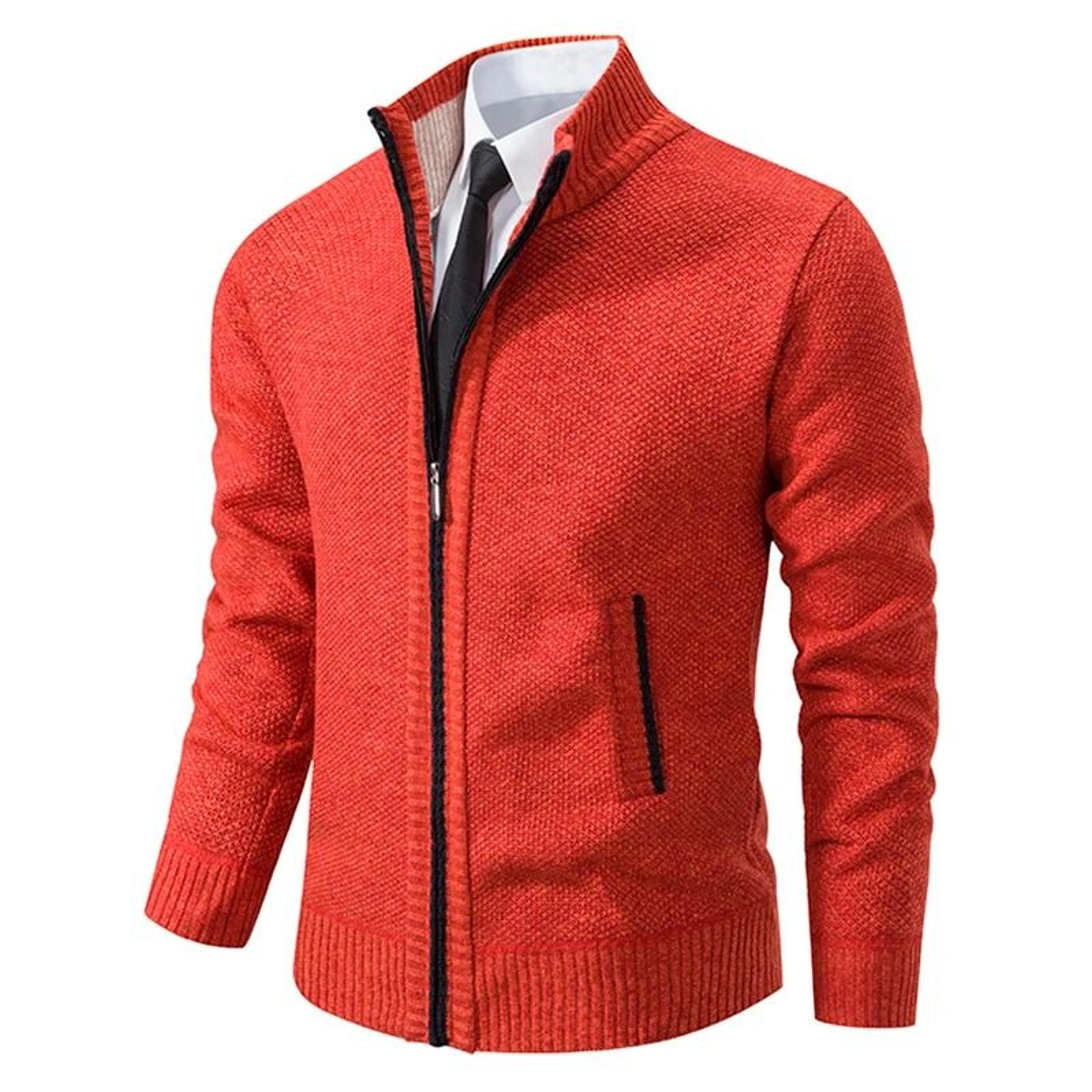 Men Fleece Lined Sports Jacket Warm Zipper Stand Collar Cardigan 8