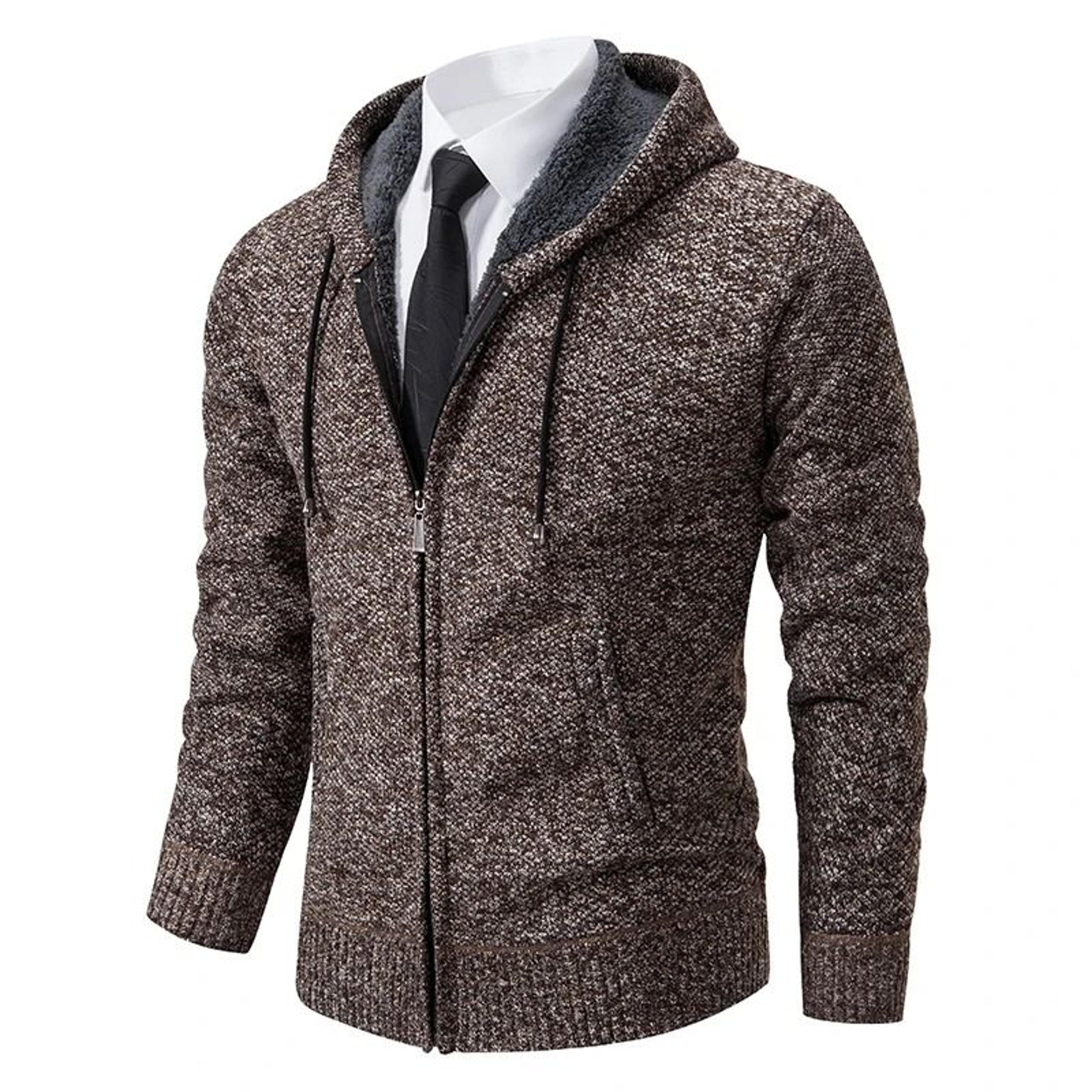 Men Fleece Lined Sports Jacket Warm Zipper Stand Collar Cardigan 19