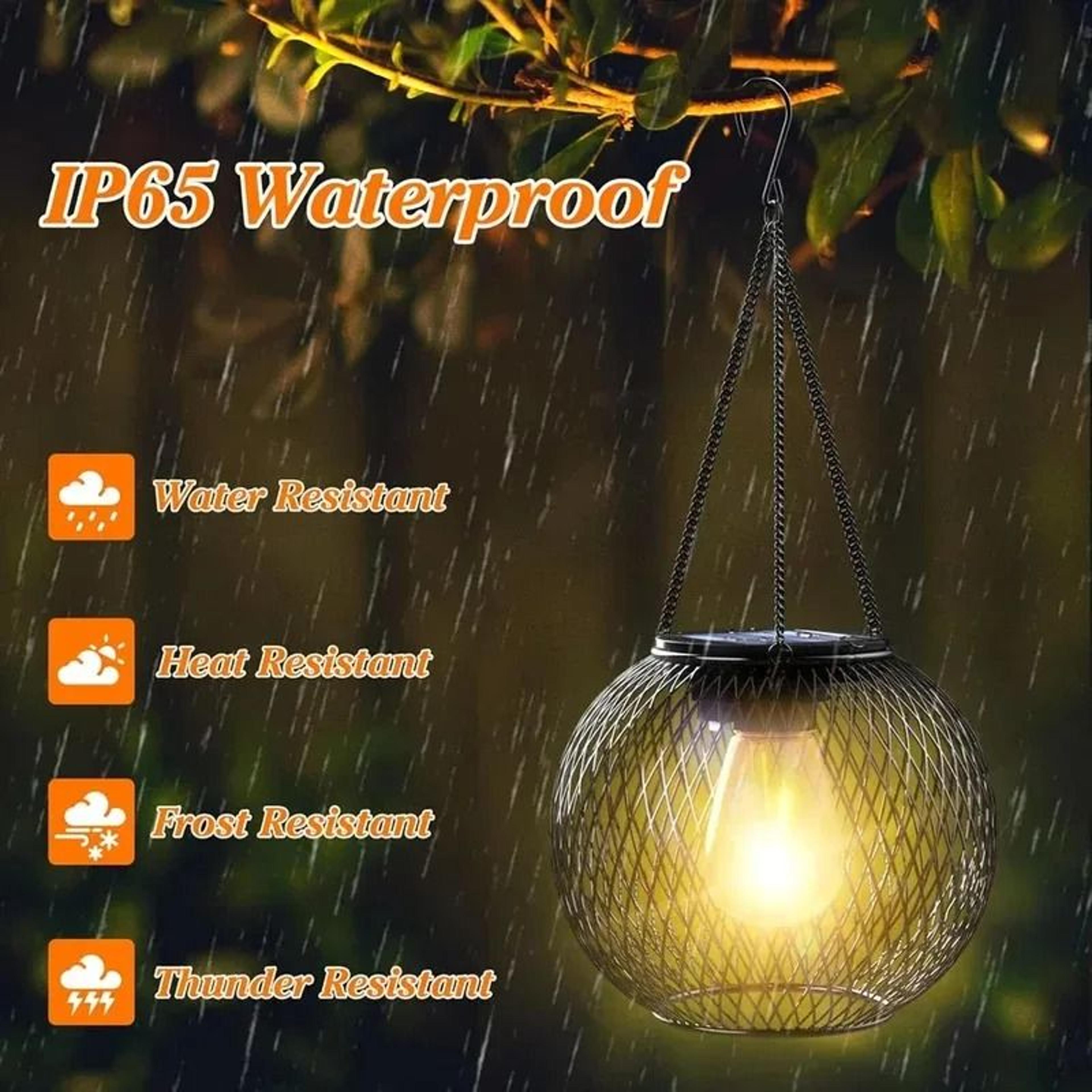 Solar Hanging Lantern Outdoor Light  Waterproof Metal Decorative Garden Lamp With Retro LED Bulb 2
