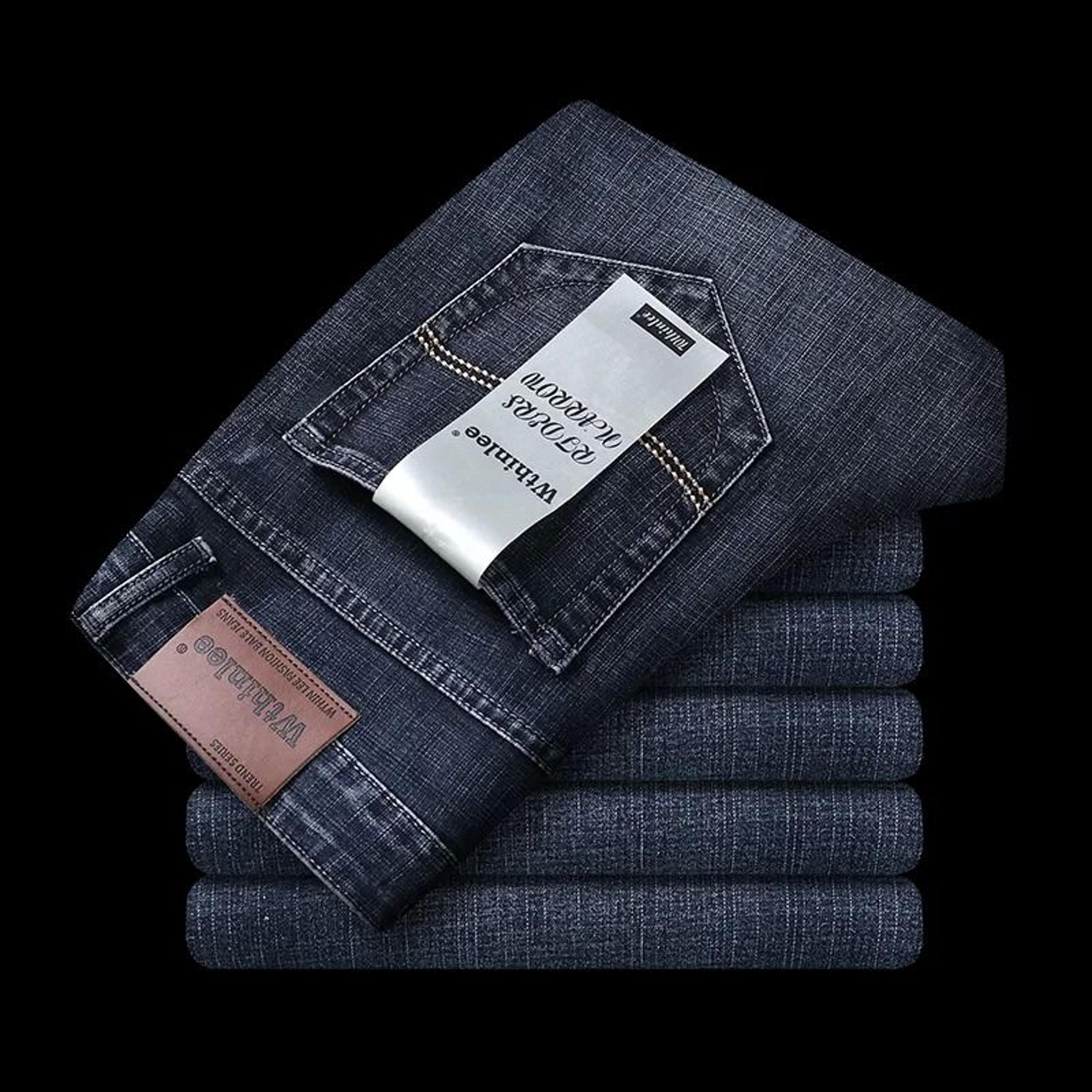 Mens Classic Straight Stretch Jeans  Casual Business Denim Pants For Work And Everyday Wear 1
