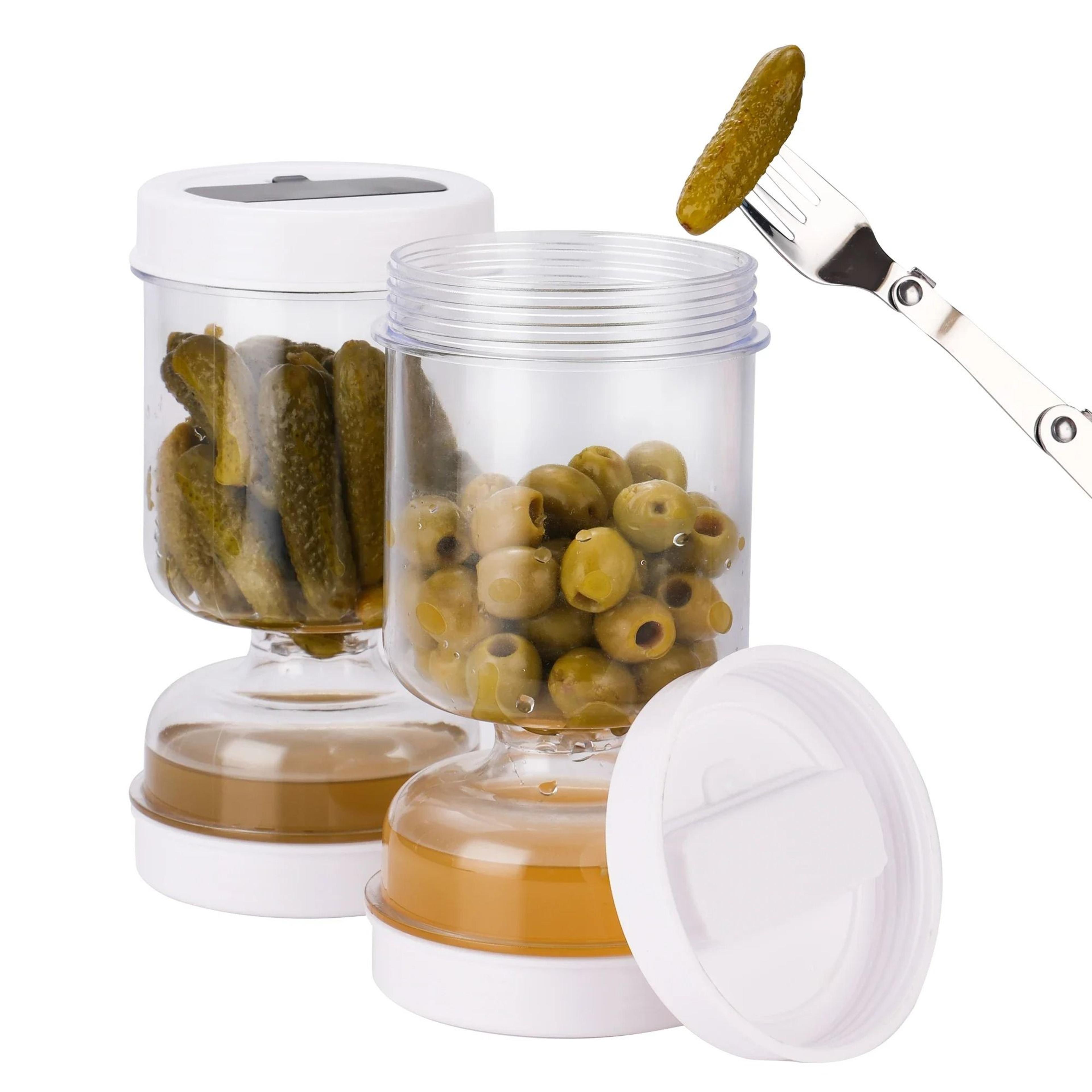 Olive And Pickle Strainer Jar With Flip Separator 1