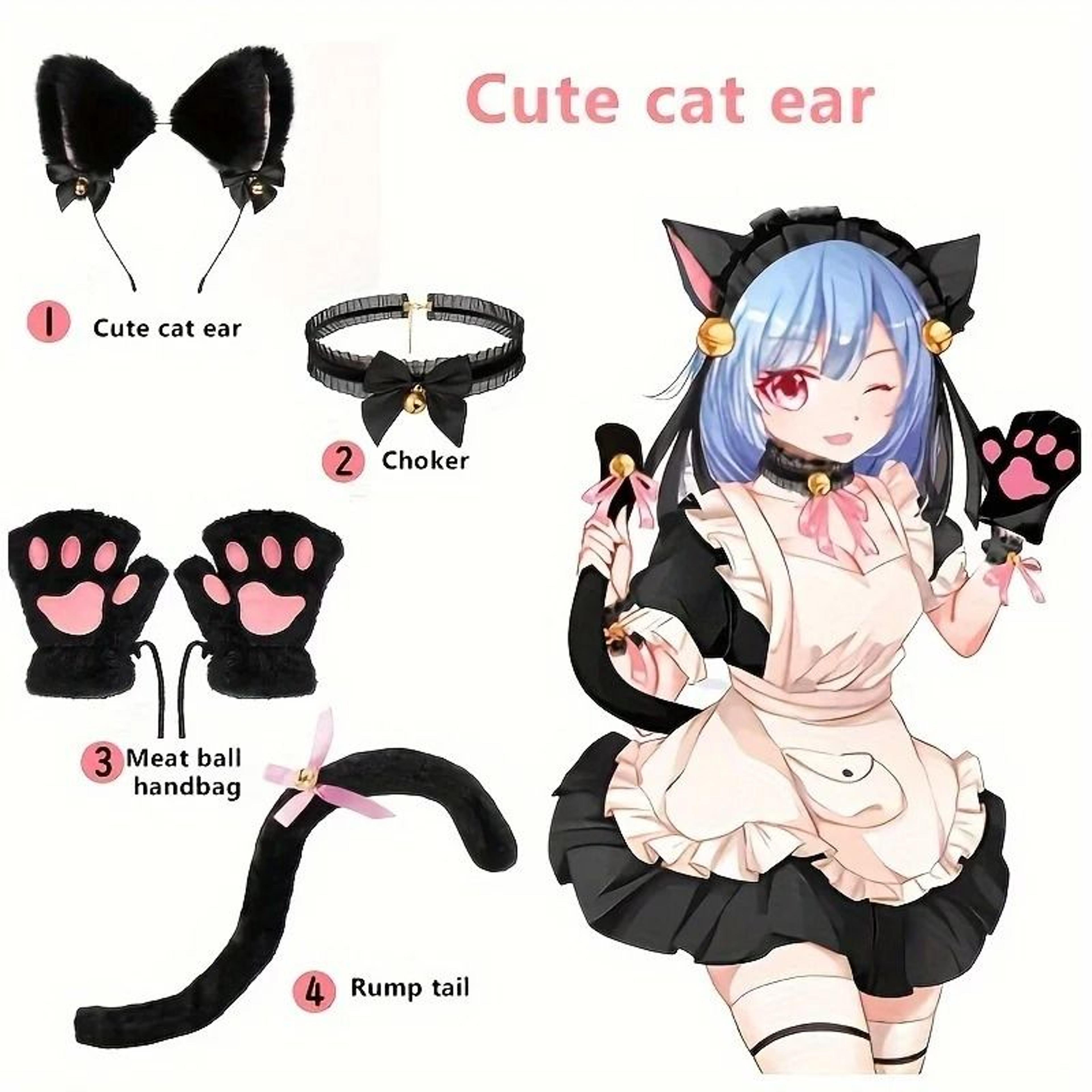 Cat Paw Gloves And Headband Set For Winter Cosplay And Cute Outdoor Wear 3
