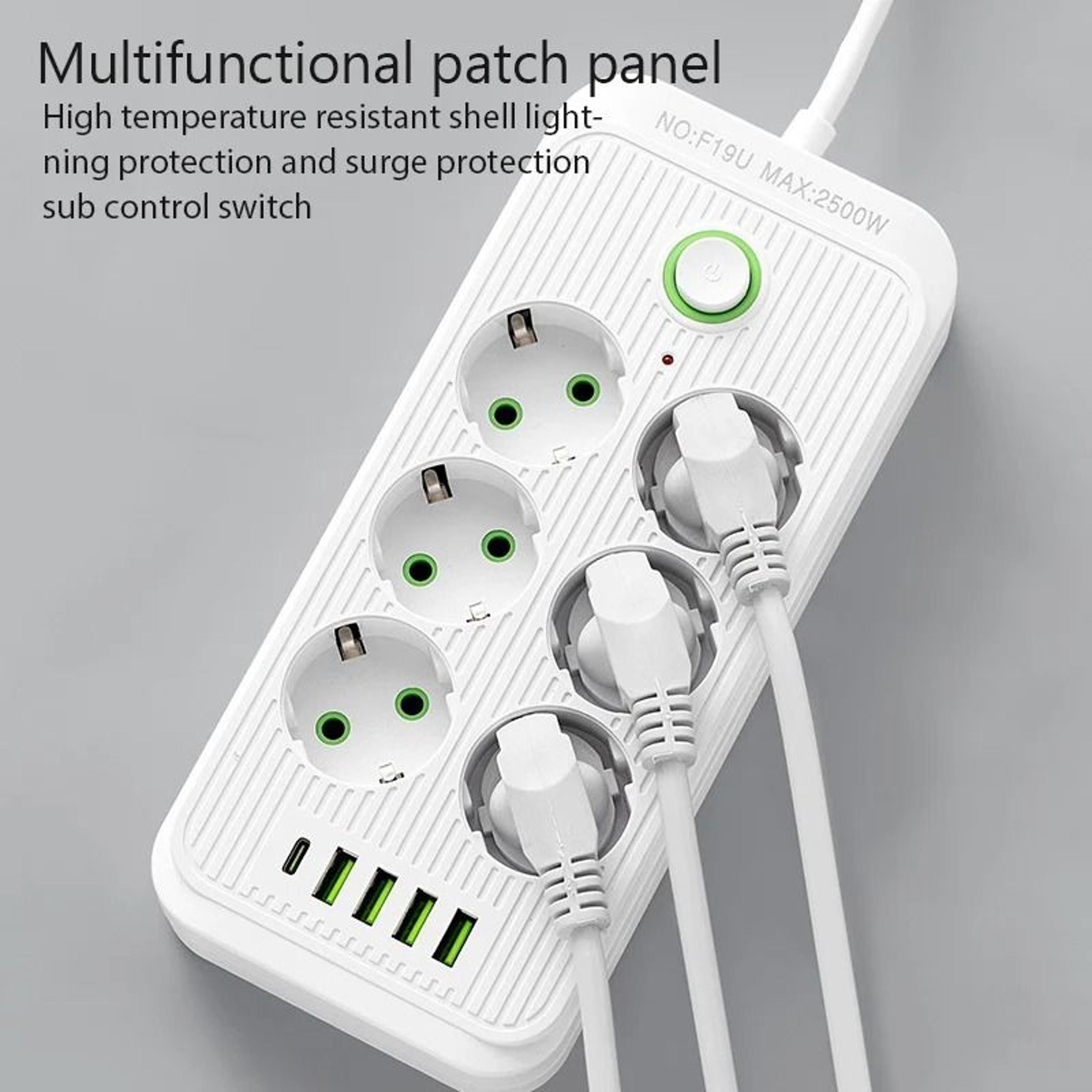 Power Strip Extension Cord With USB And Type C Ports For Smart Home And Office Use 0