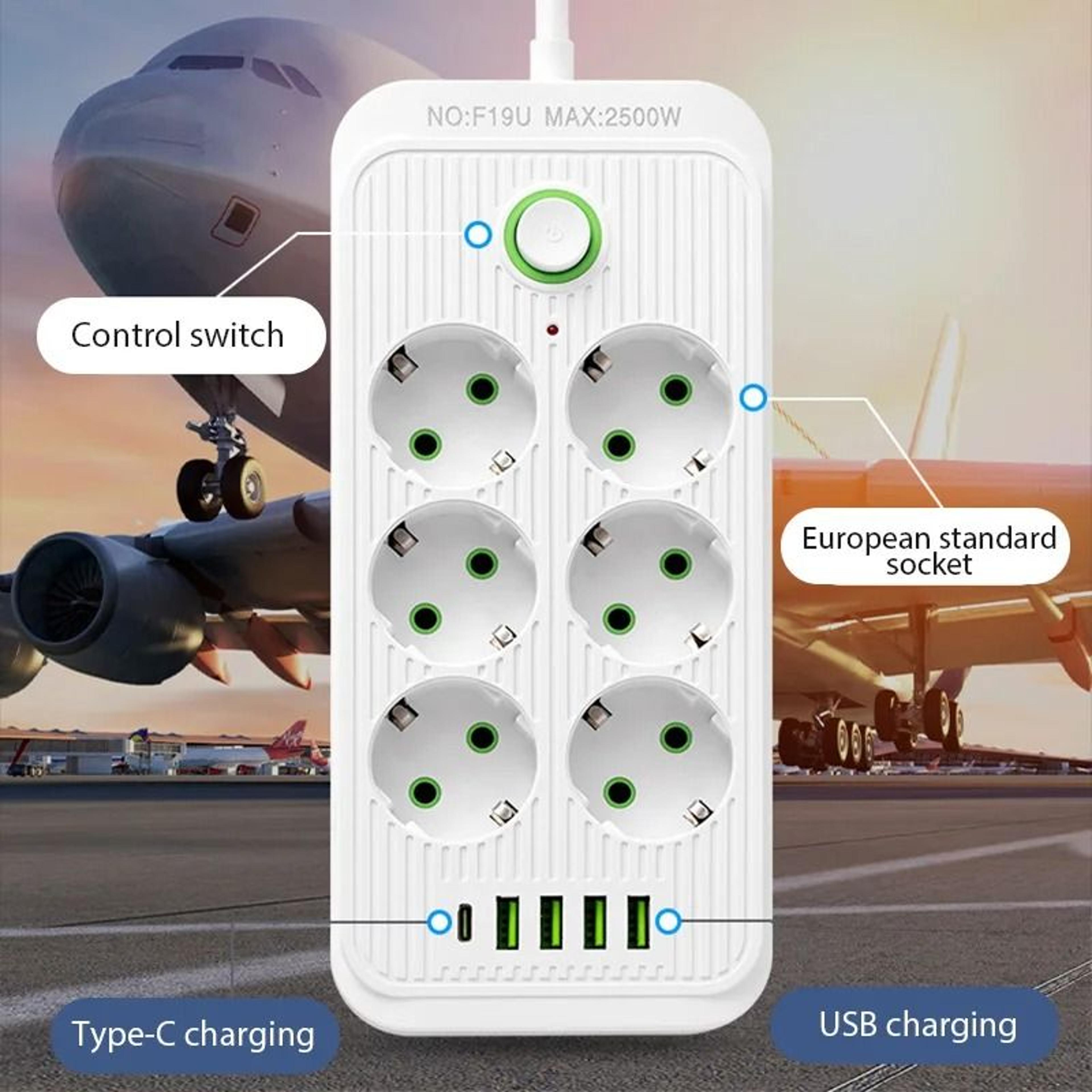 Power Strip Extension Cord With USB And Type C Ports For Smart Home And Office Use 3