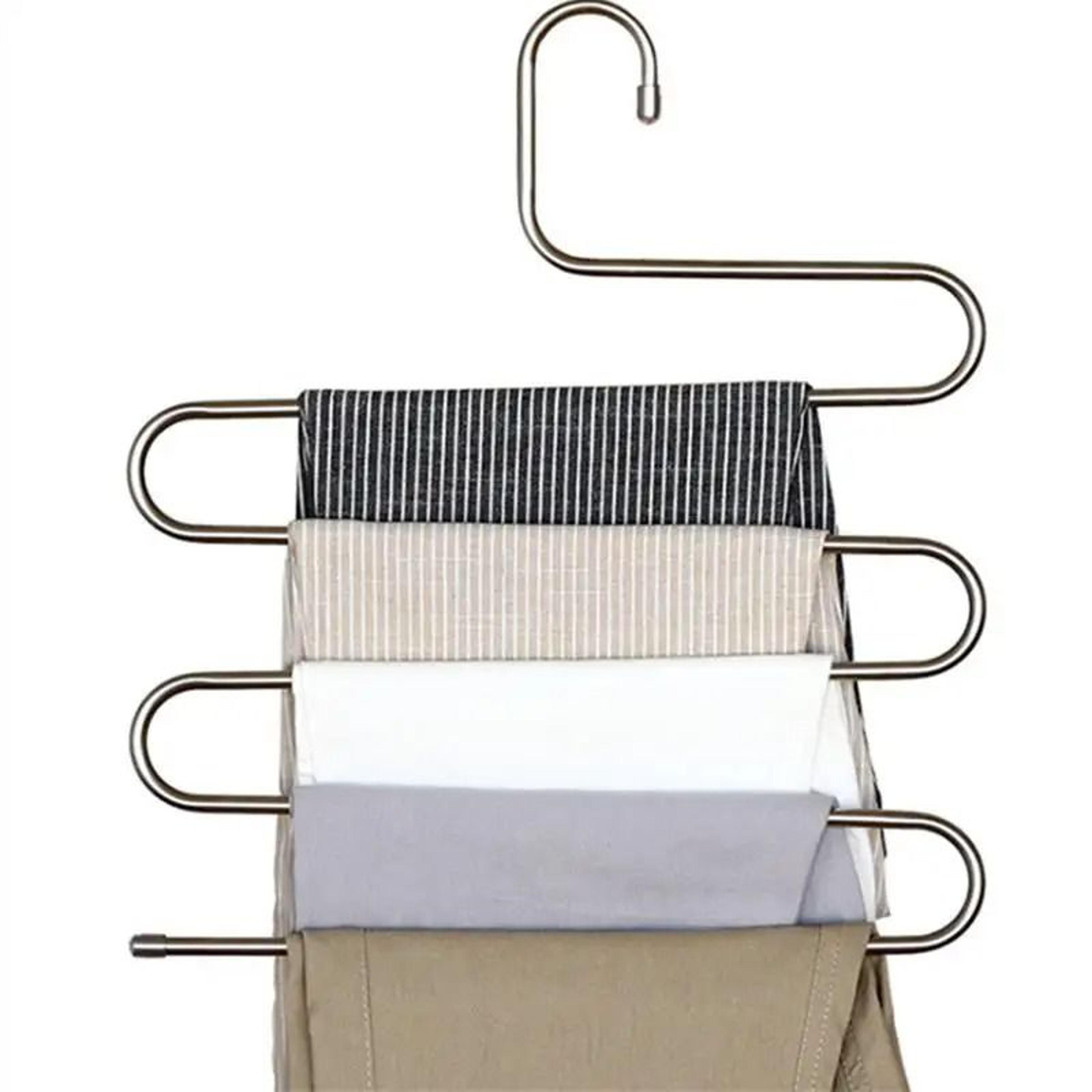 Stainless Steel SShaped MultiLayer Pants Rack SpaceSaving Wardrobe Organizer 1