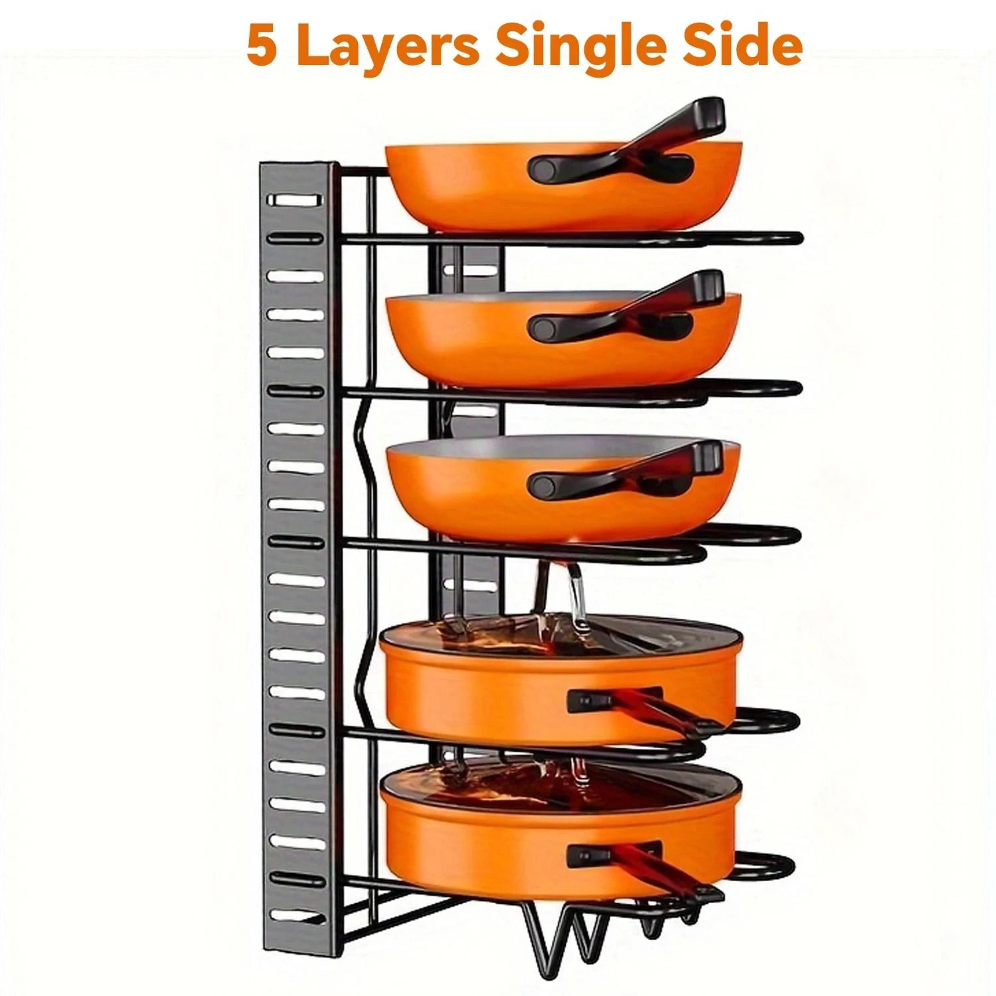 SpaceSaving 8Tier Pot Rack Organizer  Adjustable Metal Holder For Pans Pots And Lids 7