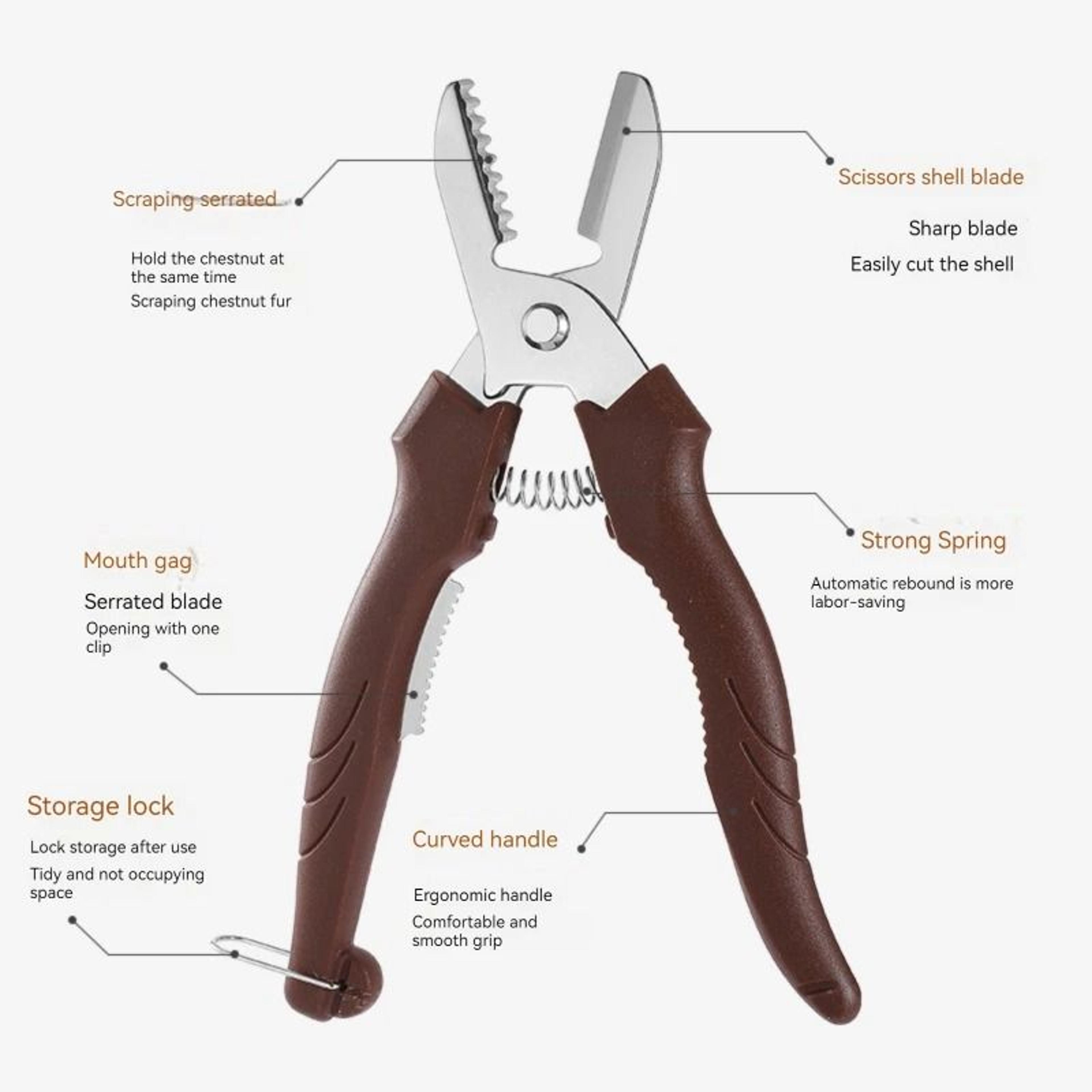 Multipurpose Chestnut Scissors And Peeler Stainless Steel Nut Shell Opener 4