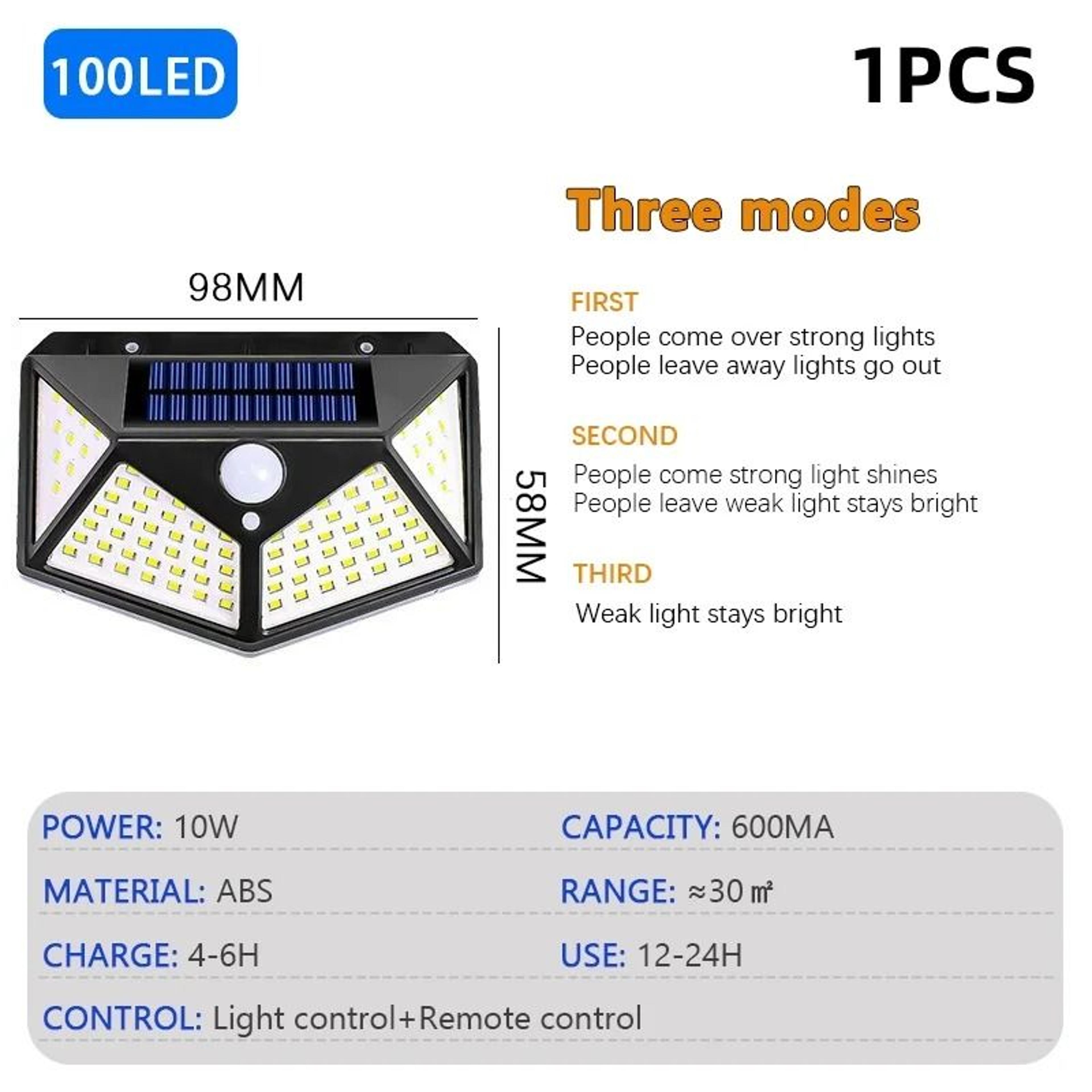 Solar Wall Light Outdoor Motion Sensor 100 LED 6