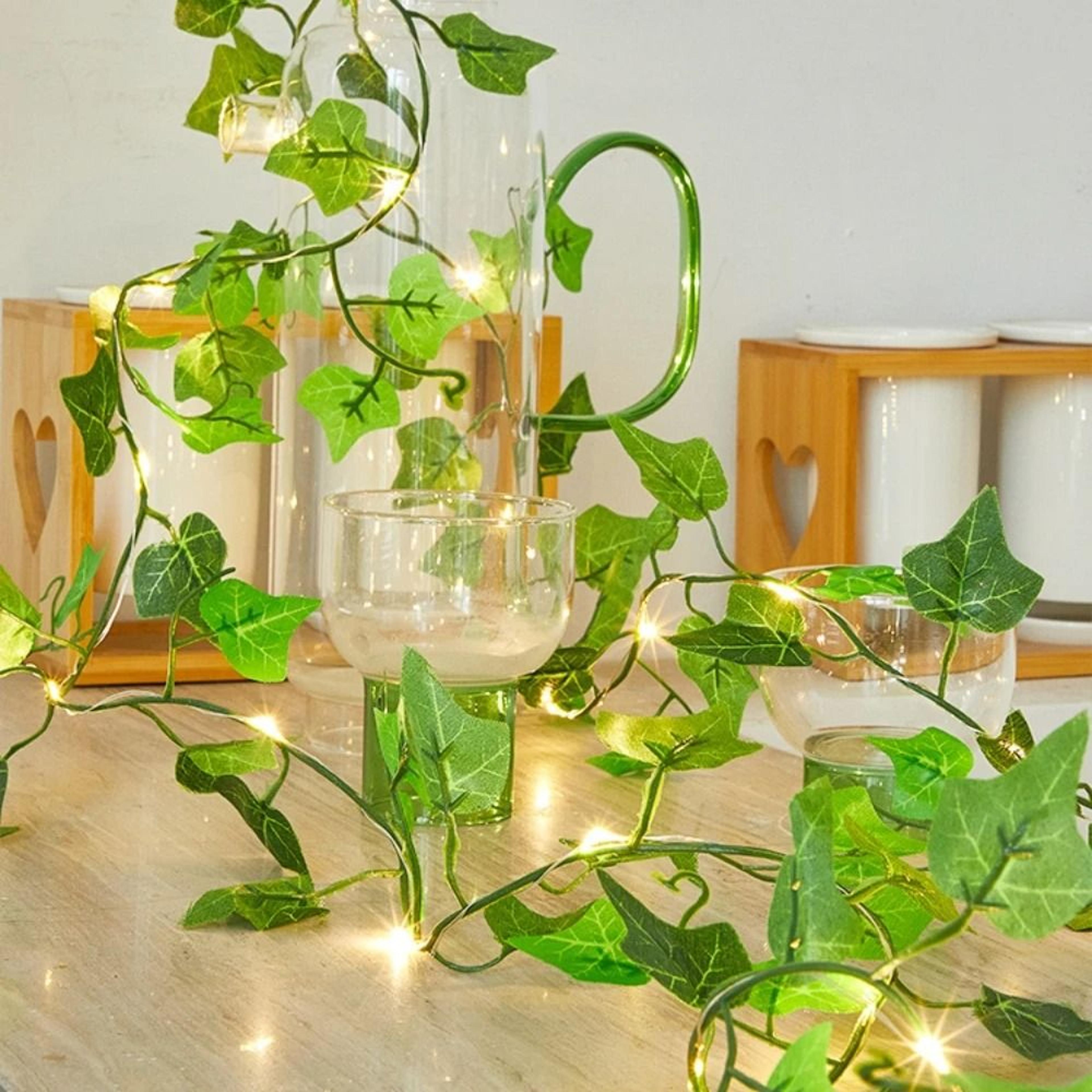 Green Leaf String Light Artificial Vine Battery Powered Decorative Light 6