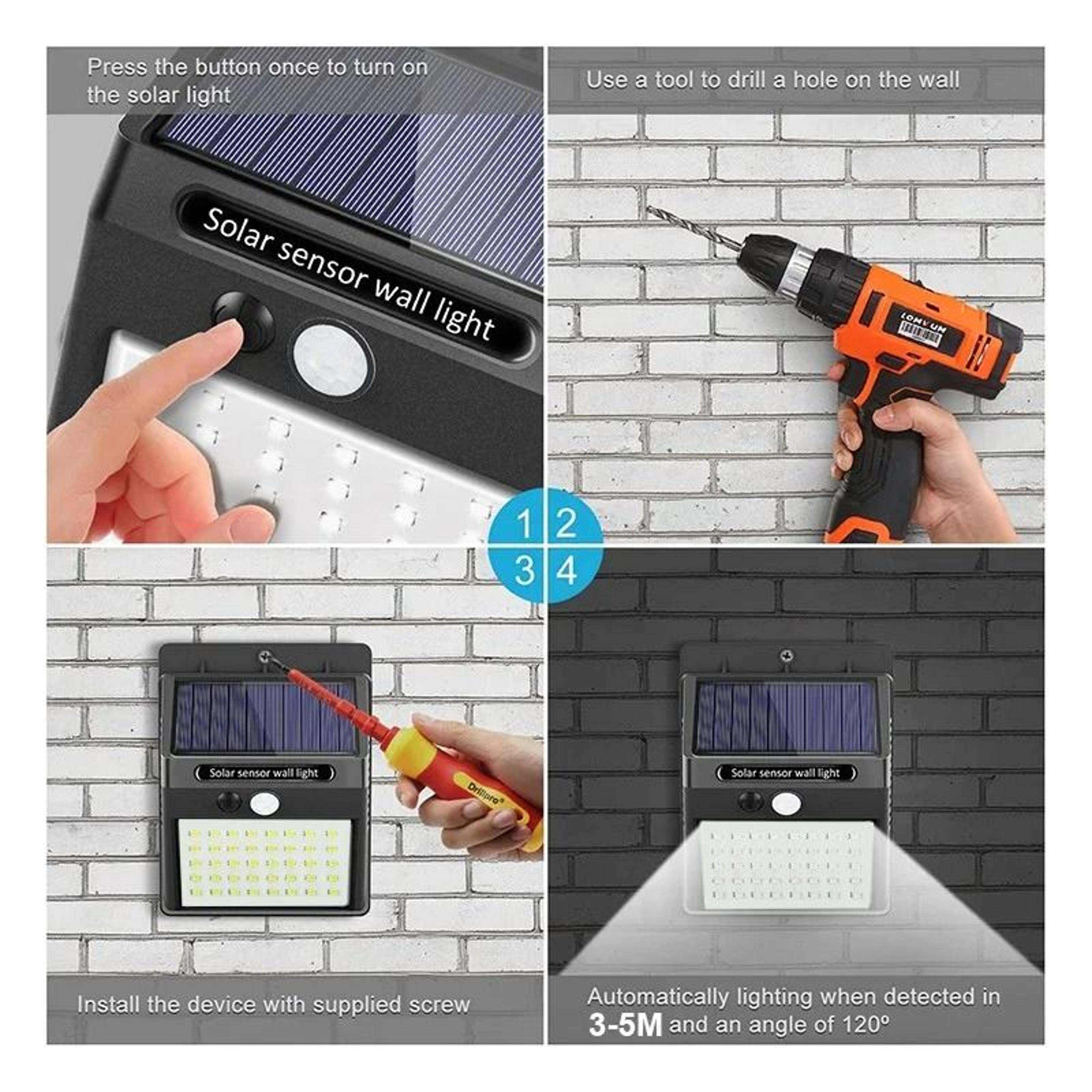 Solar Motion Sensor Wall Light  30 LED Outdoor Waterproof Lamp For Garden Fence And Pathway 11