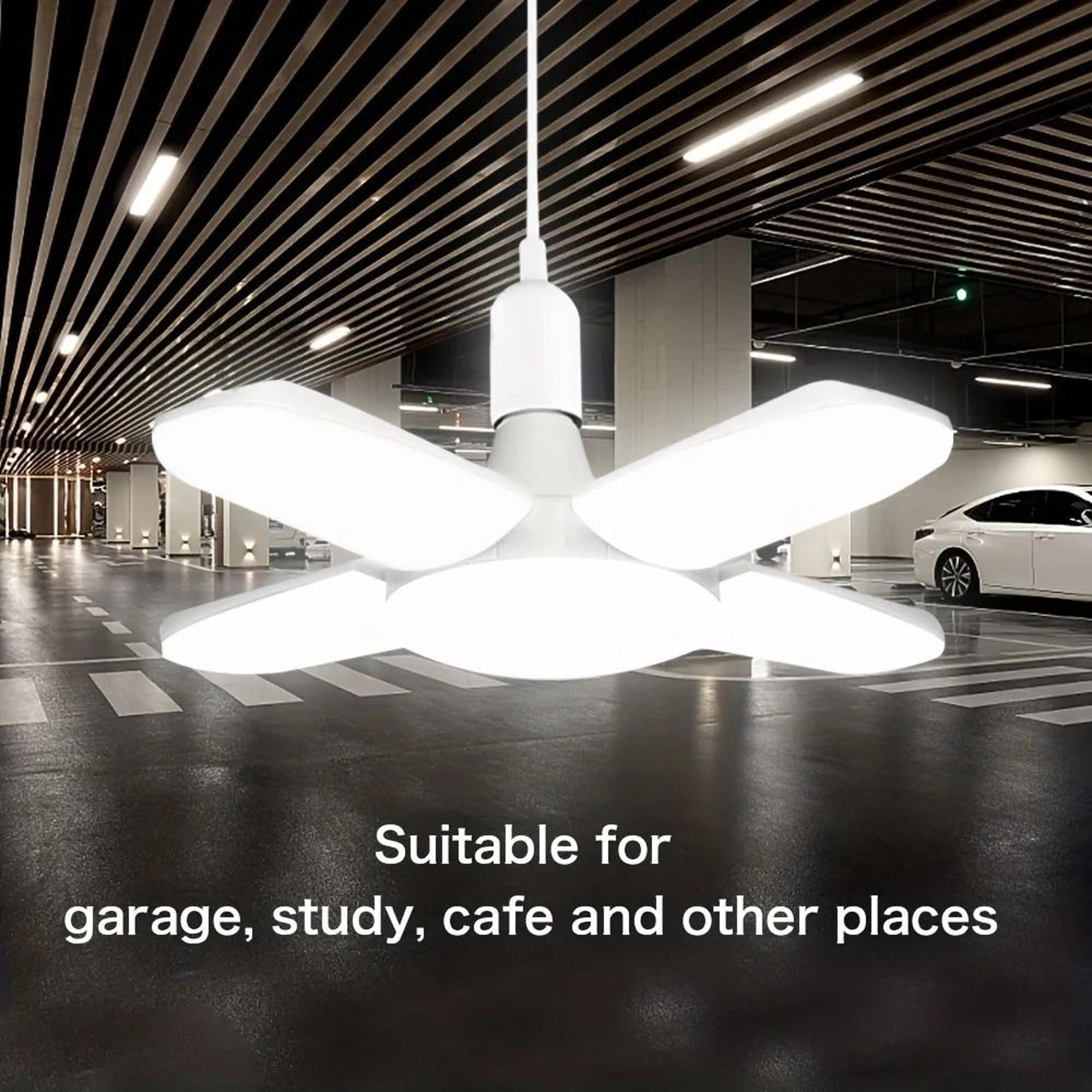 Foldable Fan Blade LED Bulb  28W E27 Base Deformable Ceiling Light For Home Garage  Warehouse 6500K 6