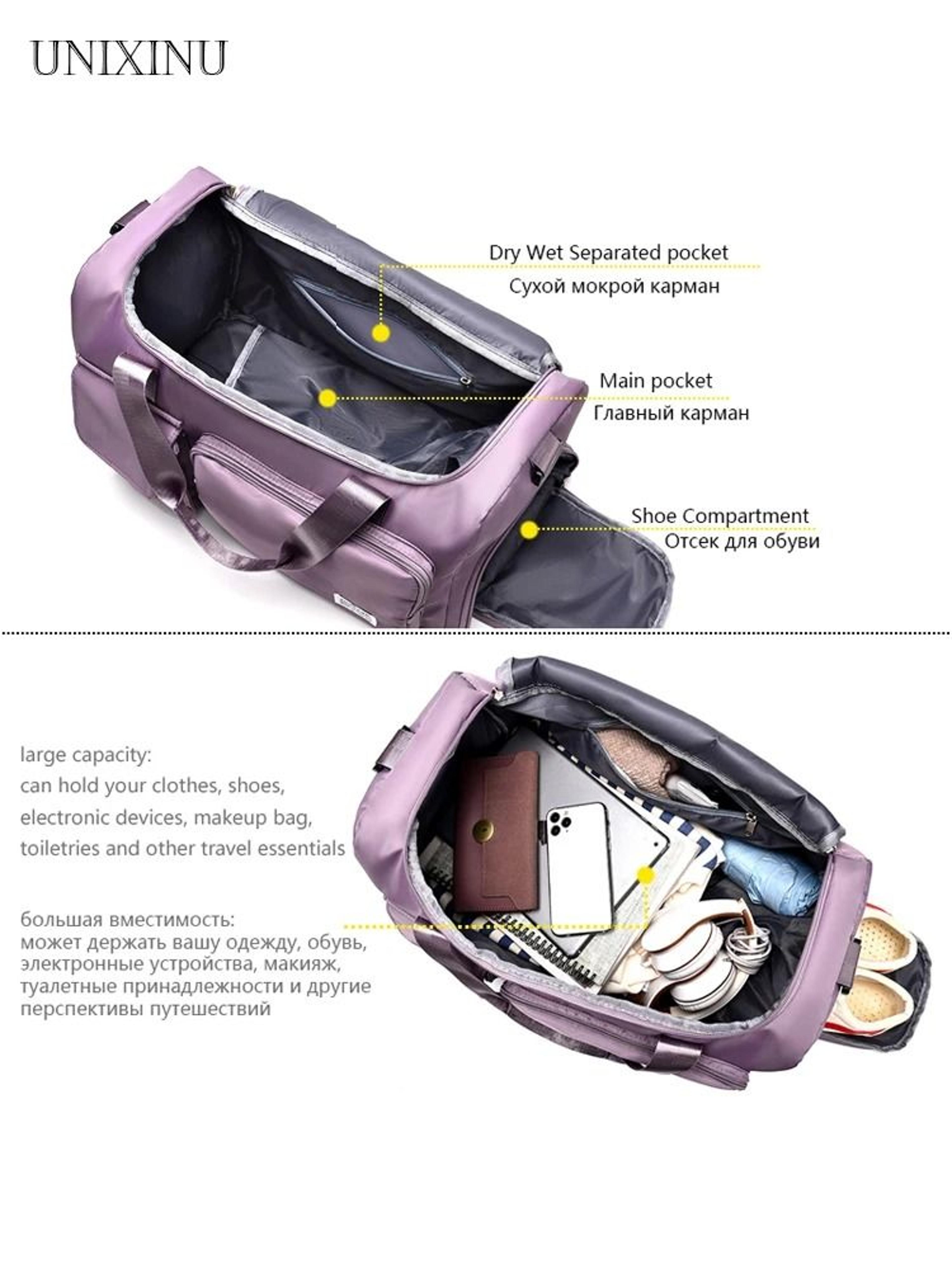 Large Capacity Carry On Travel Duffel Bag With Shoe Compartment  Waterproof Weekender Bag For Women 2