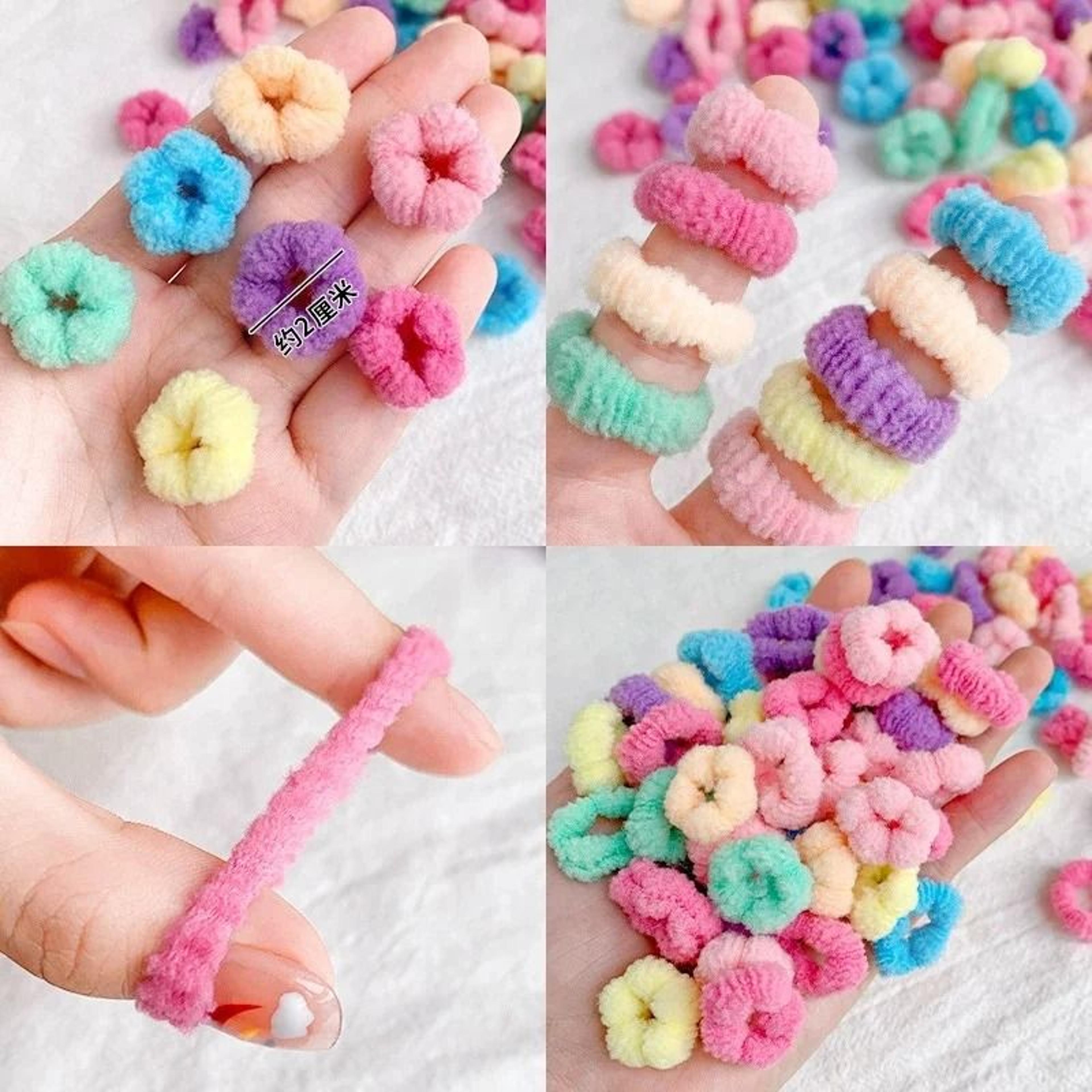 100Piece Colorful Elastic Hair Bands Set For Kids  Soft Ponytail Holders And Small Scrunchies 4