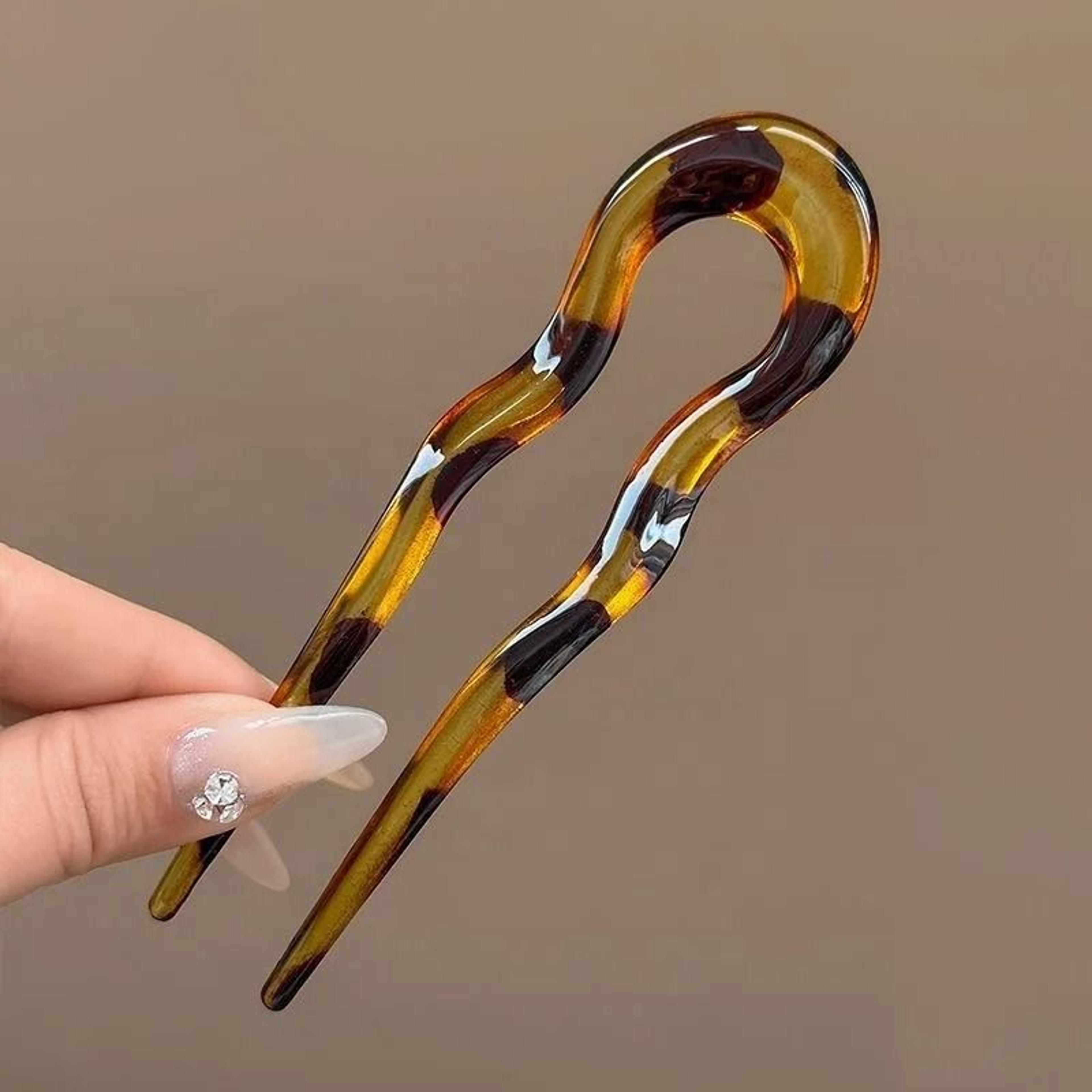 U Shaped Hair Fork  Tortoiseshell Acrylic Hairpin For Elegant Everyday Styling 6
