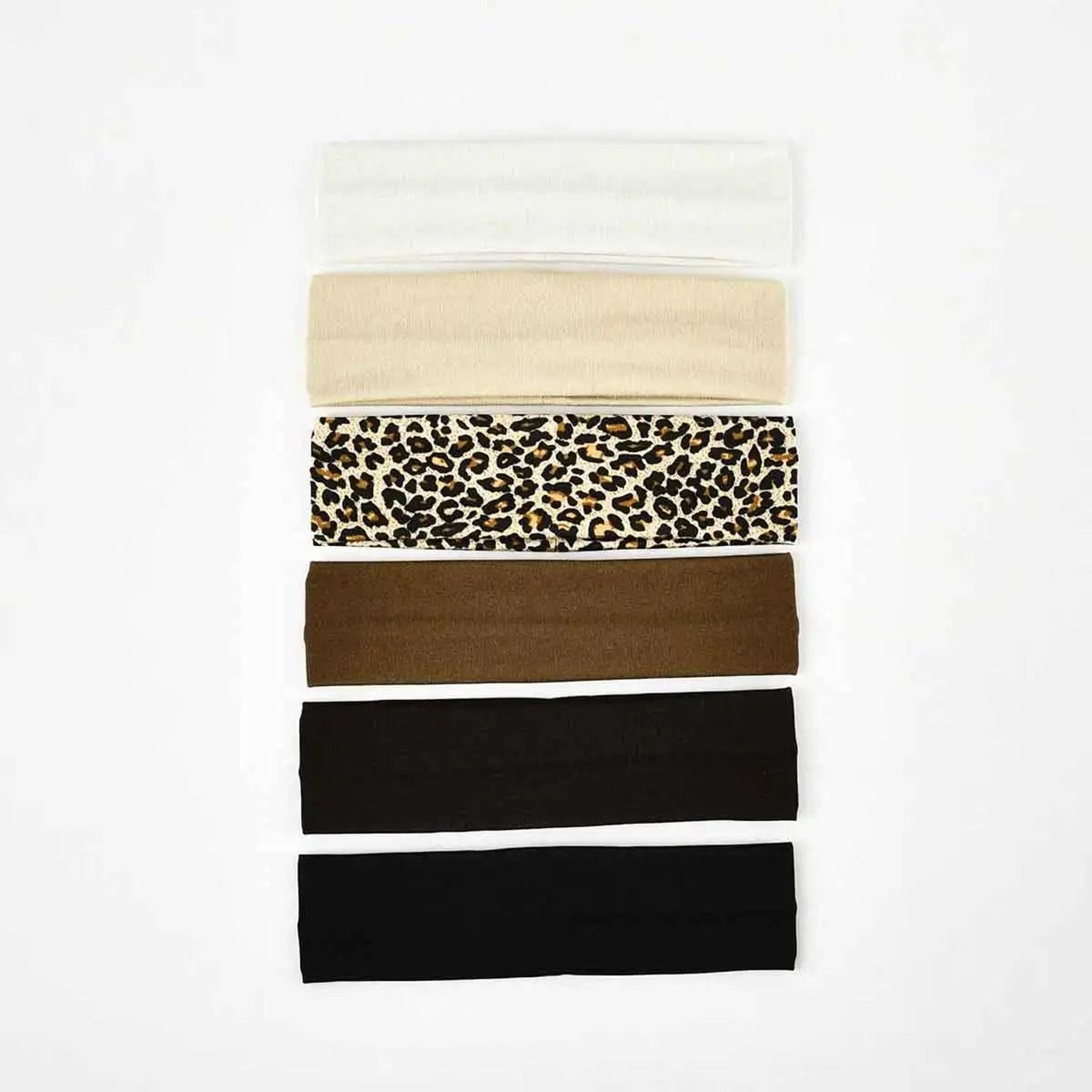 6pcs Basic Solid Color Sports Yoga Headband  Sweat Absorbing Elastic Hair Bands For Men And Women 6