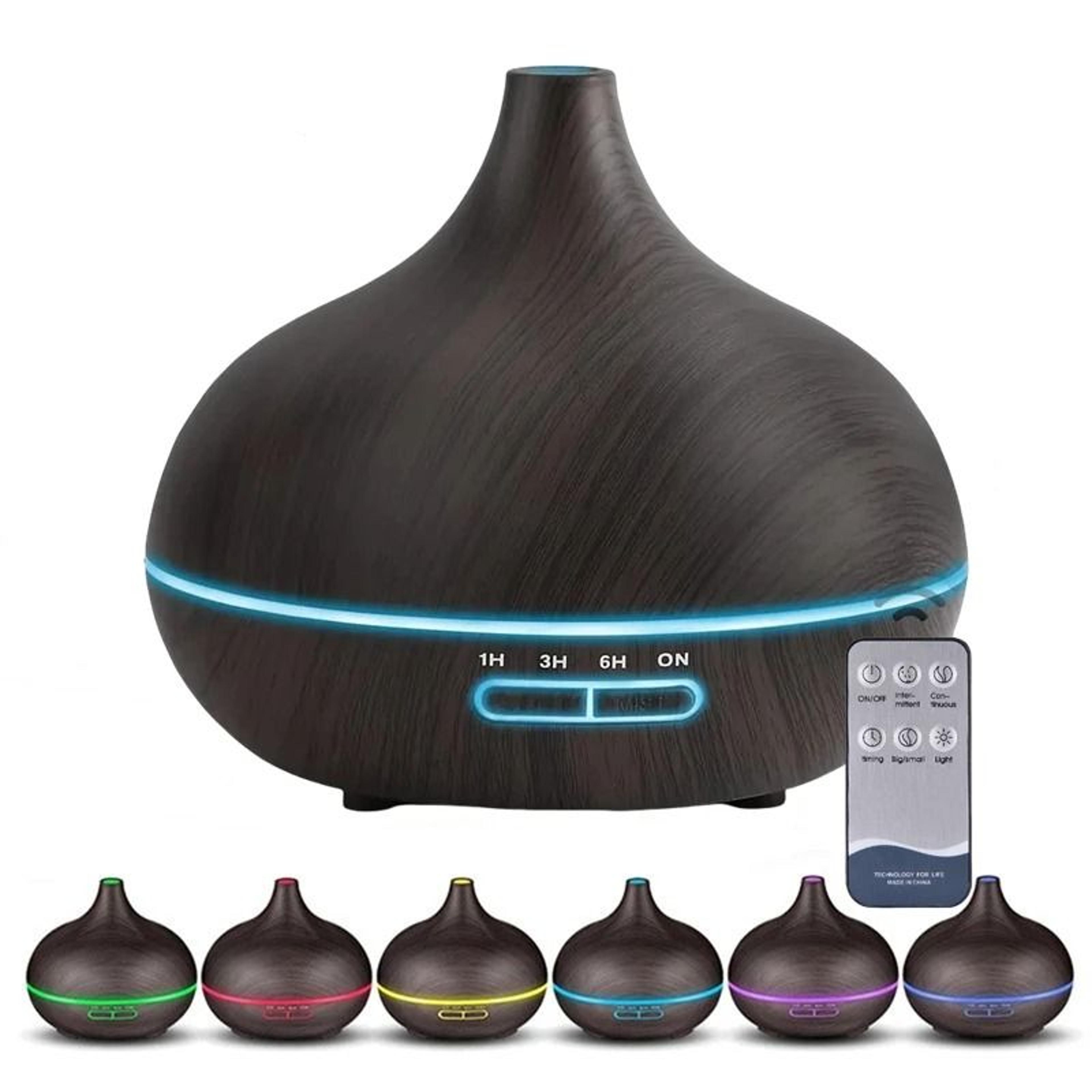 550ml Wood Grain USB Aroma Diffuser With Remote Control And LED Lights  Essential Oil Air Humidifie 0