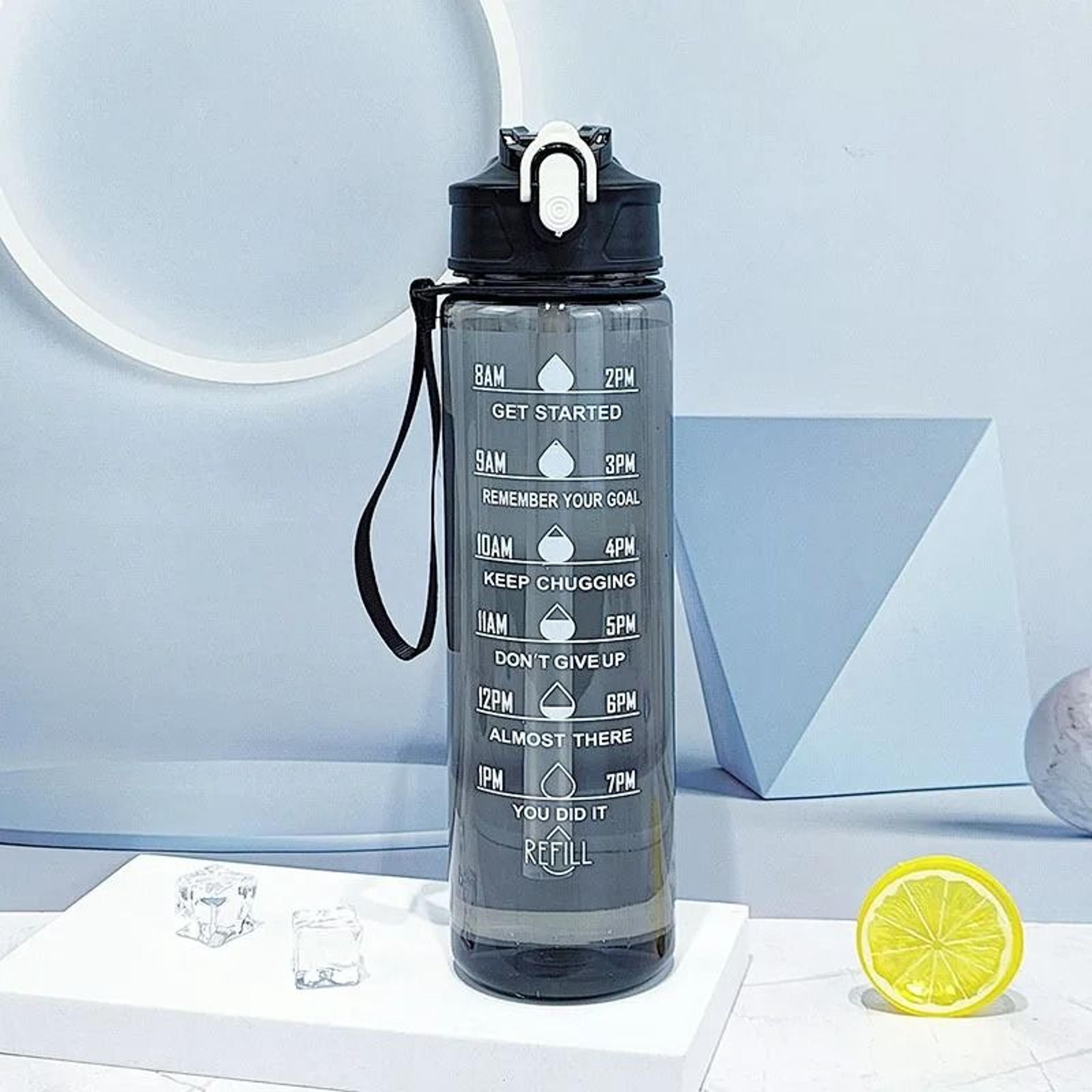 Motivational Sports Water Bottle With Time Markers And Leak Proof Straw 16