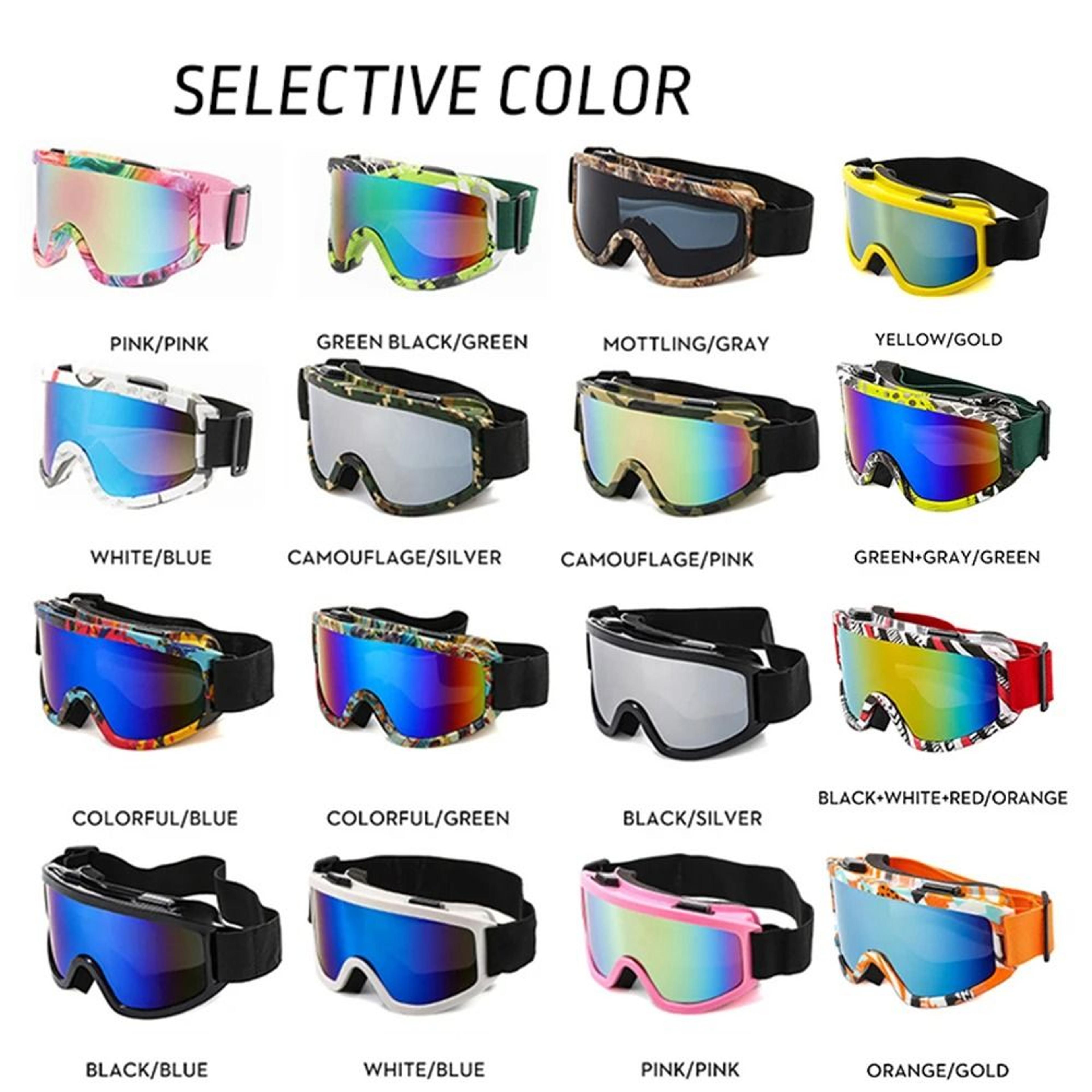 large frame ski goggles with colorful anti glare lens for snow sports