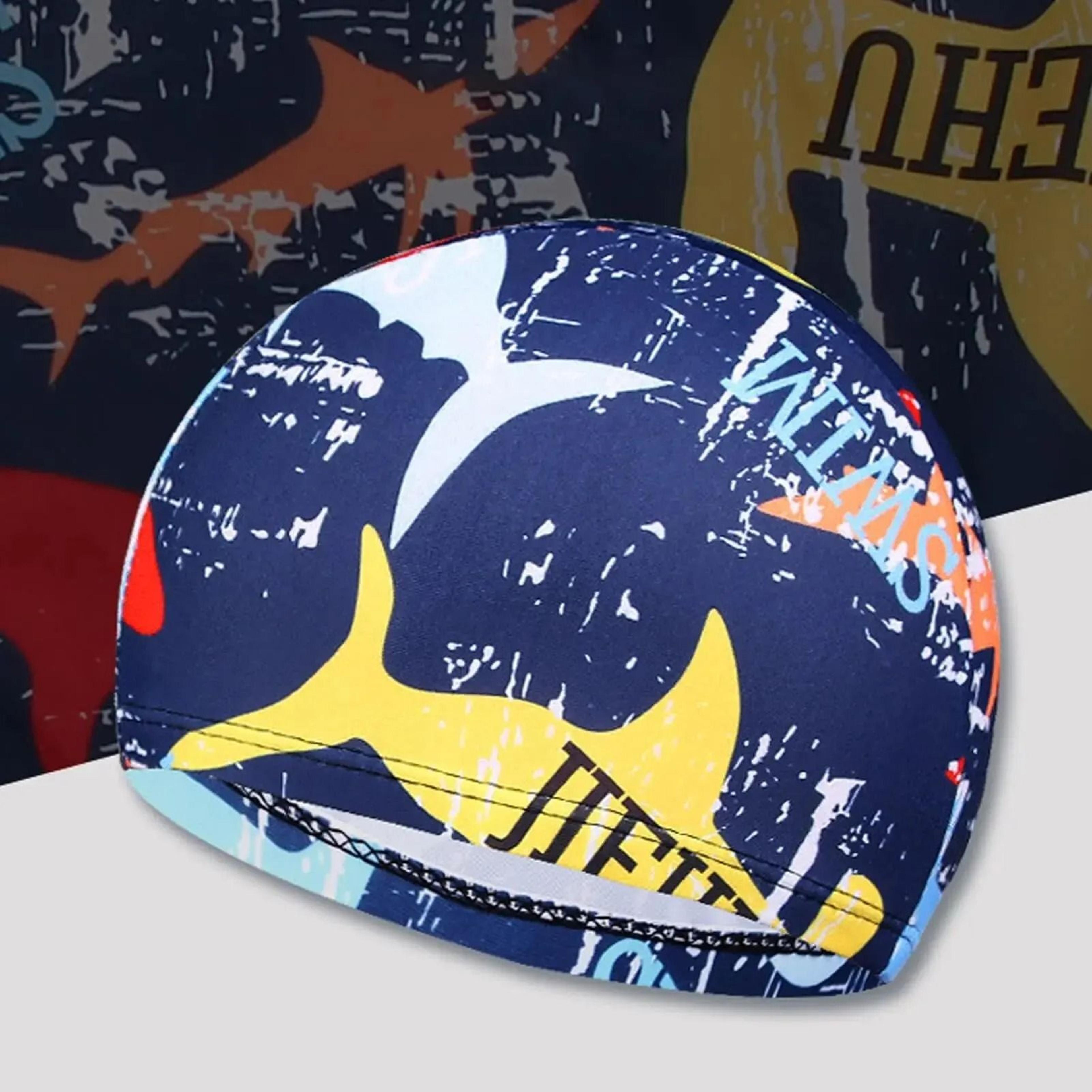 Waterproof Leaf Print Swimming Cap With Ear Protection And Non Slip Design For Adults 0