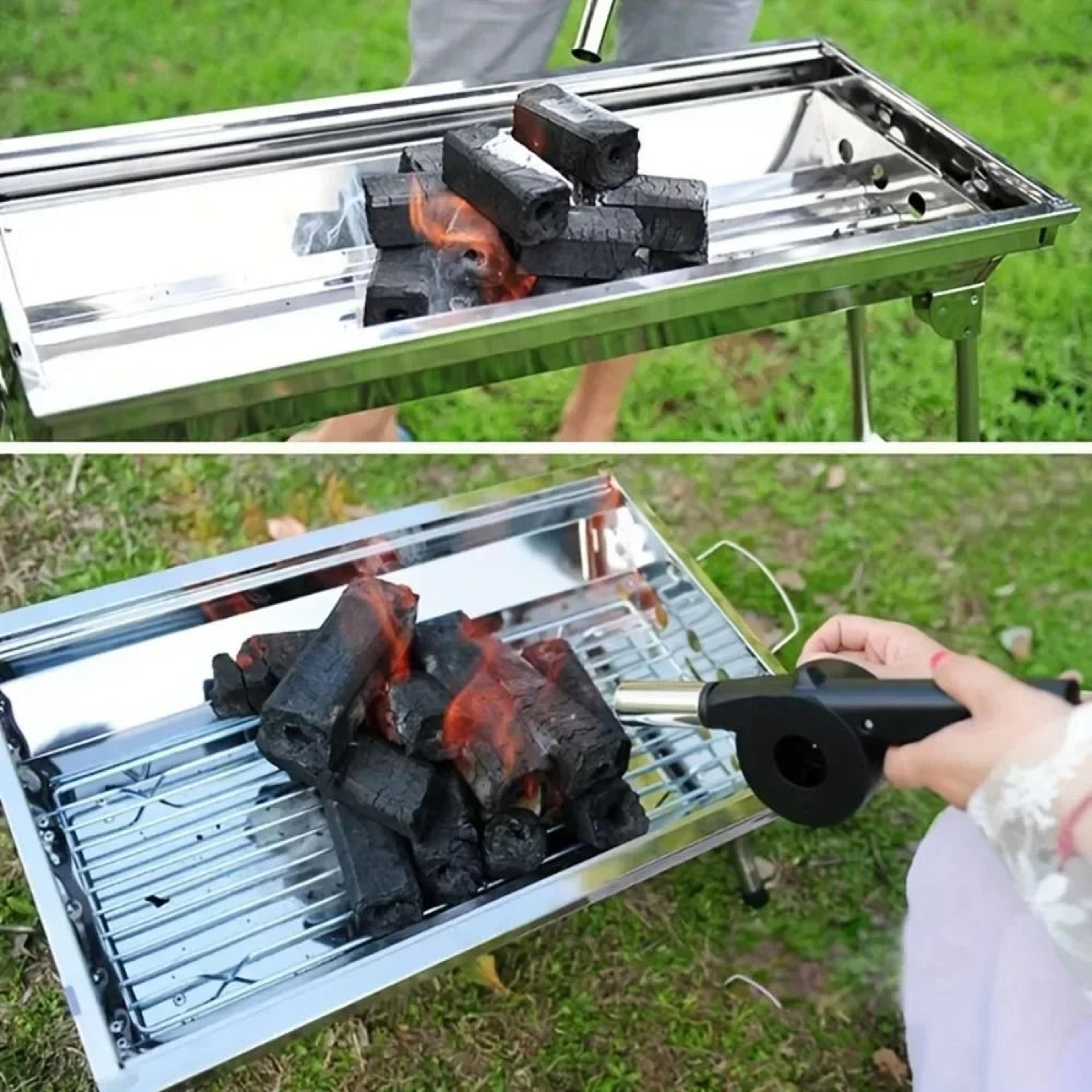 Grill Manual Fan Hand Crank BBQ Fan Portable Air Blower With Handle 3