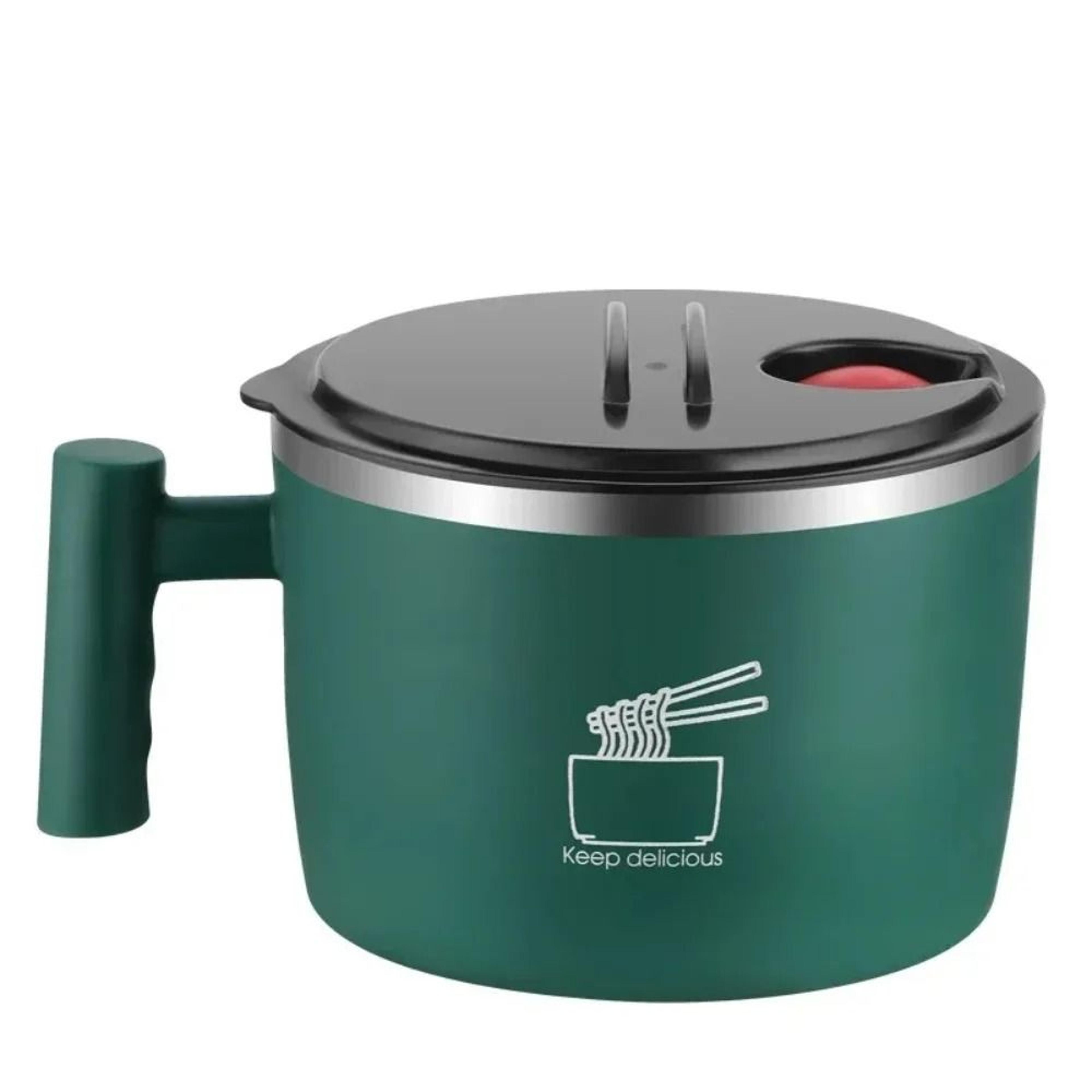stainless steel noodle bowl set with handle and lid 1l