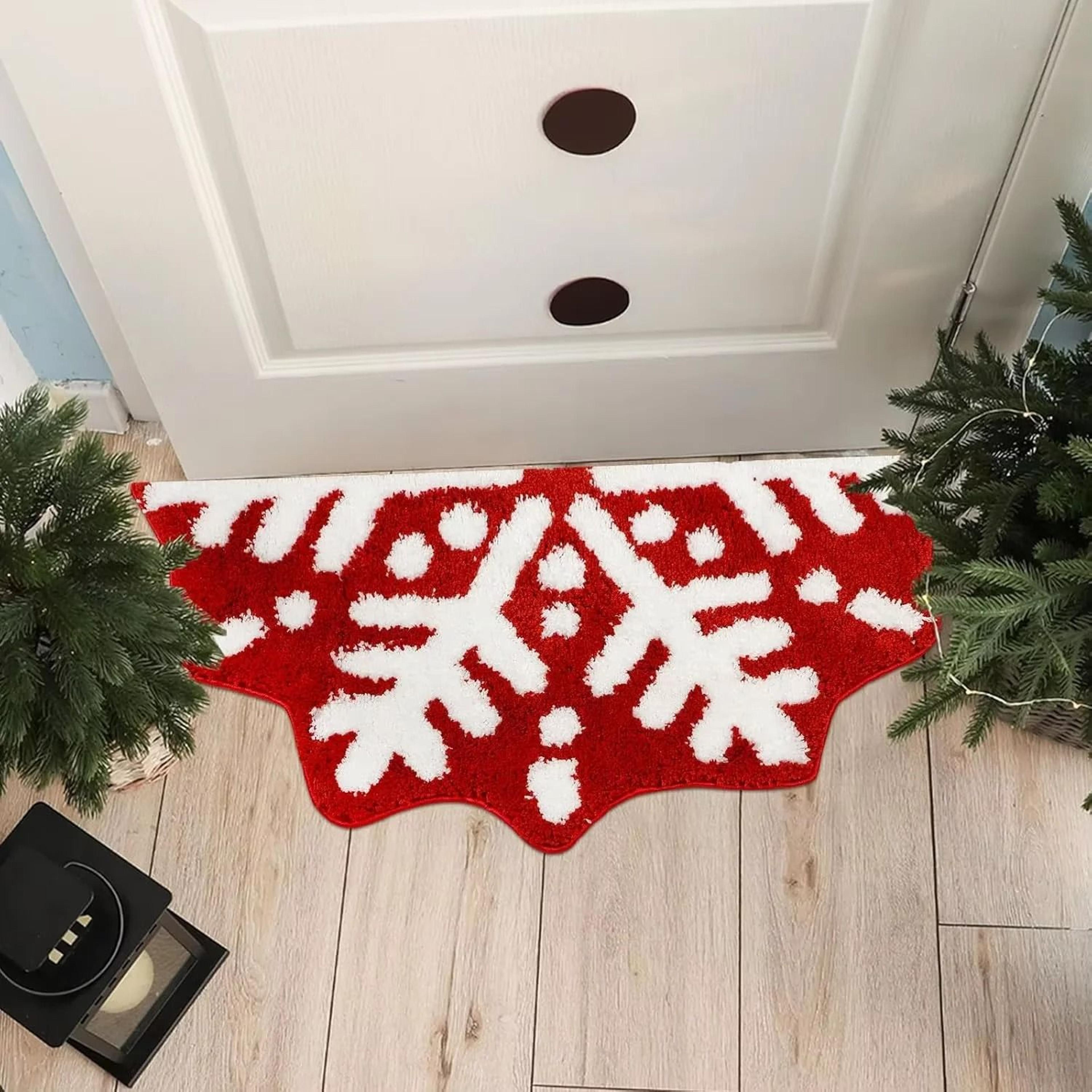 christmas imitation cashmere carpet soft non slip winter bedroom bathroom foot mat home decor welcome door mat