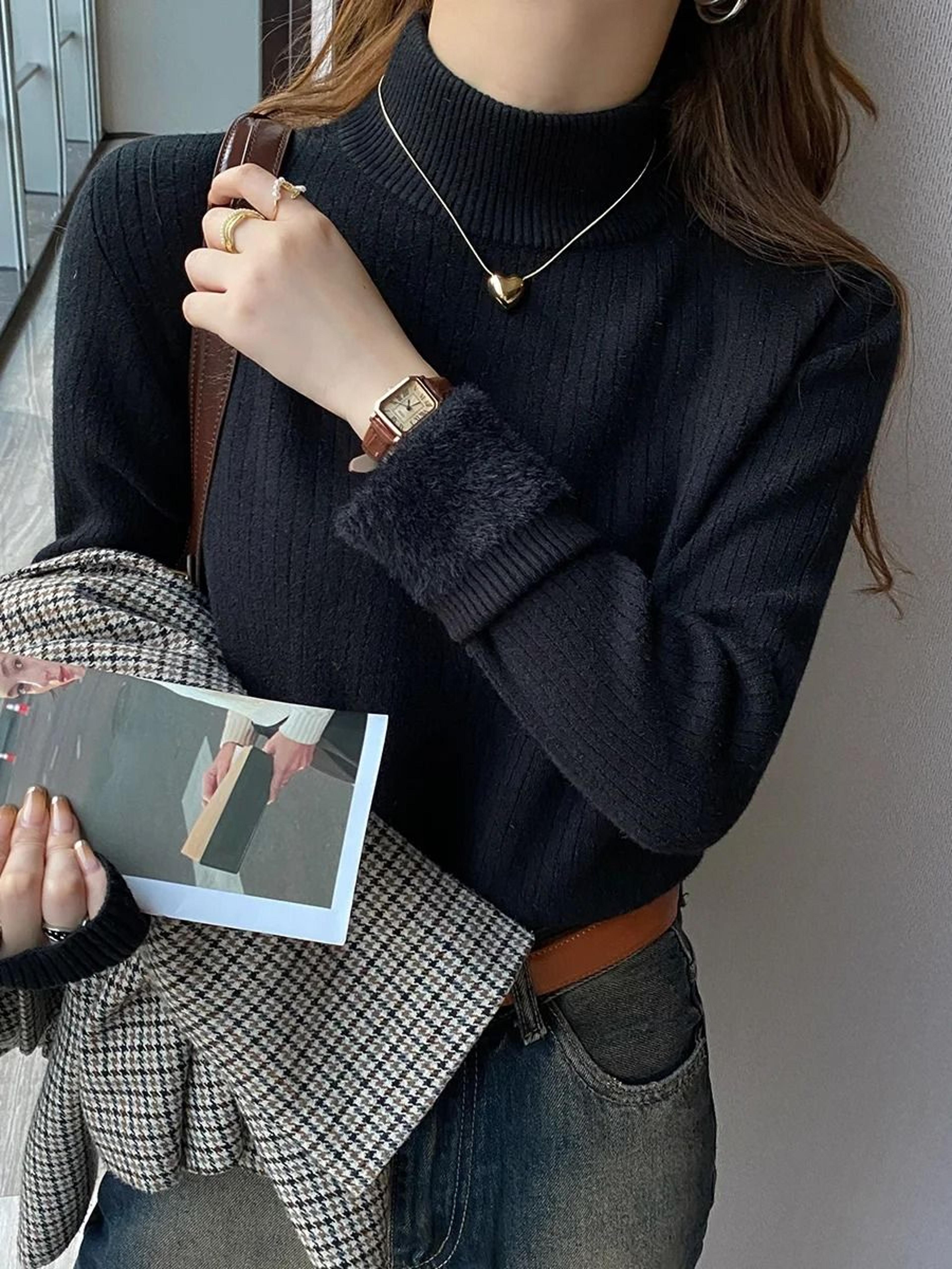 Women Thermal Turtleneck Sweater With Velvet Lining 9