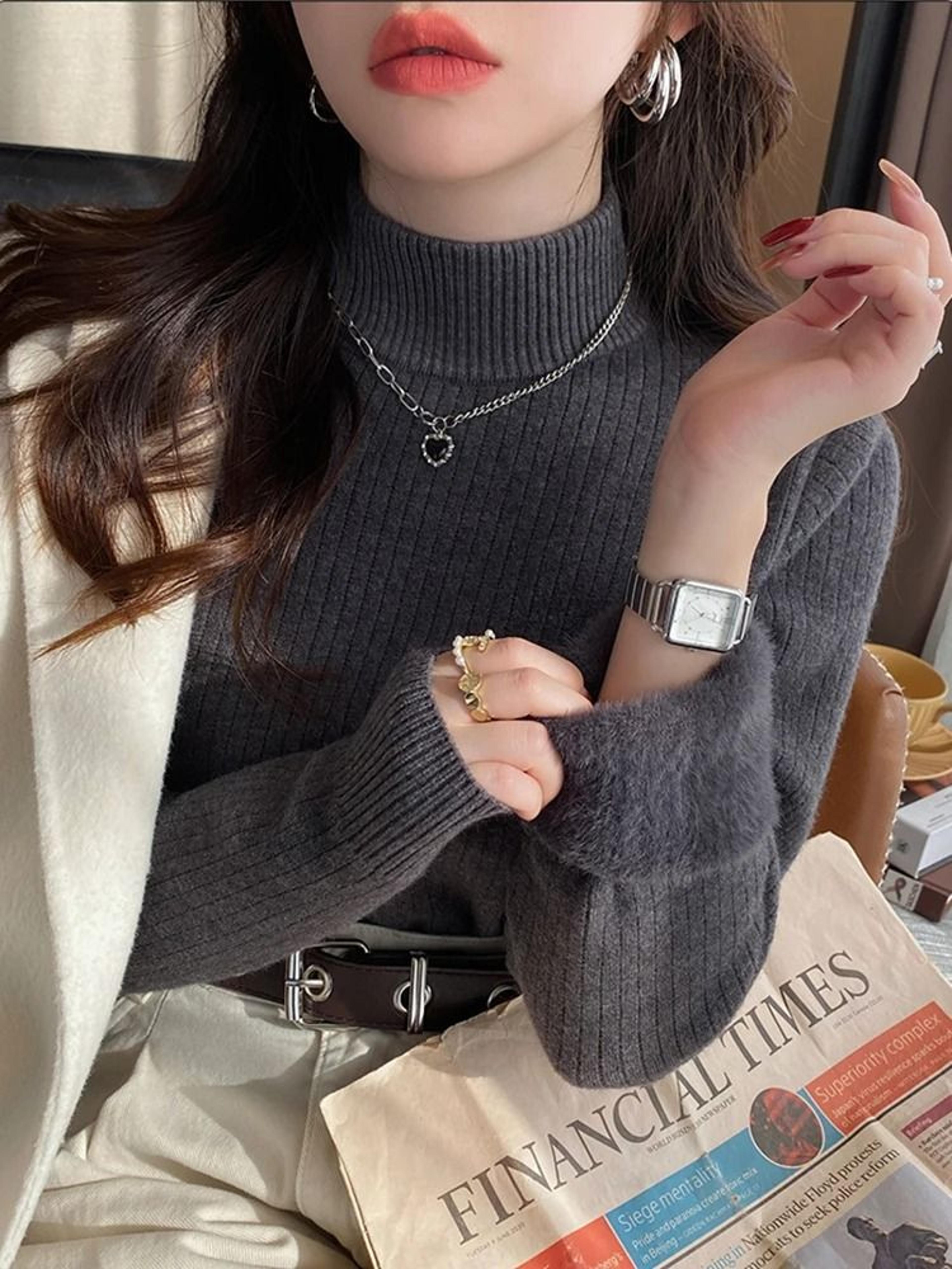 Women Thermal Turtleneck Sweater With Velvet Lining 10