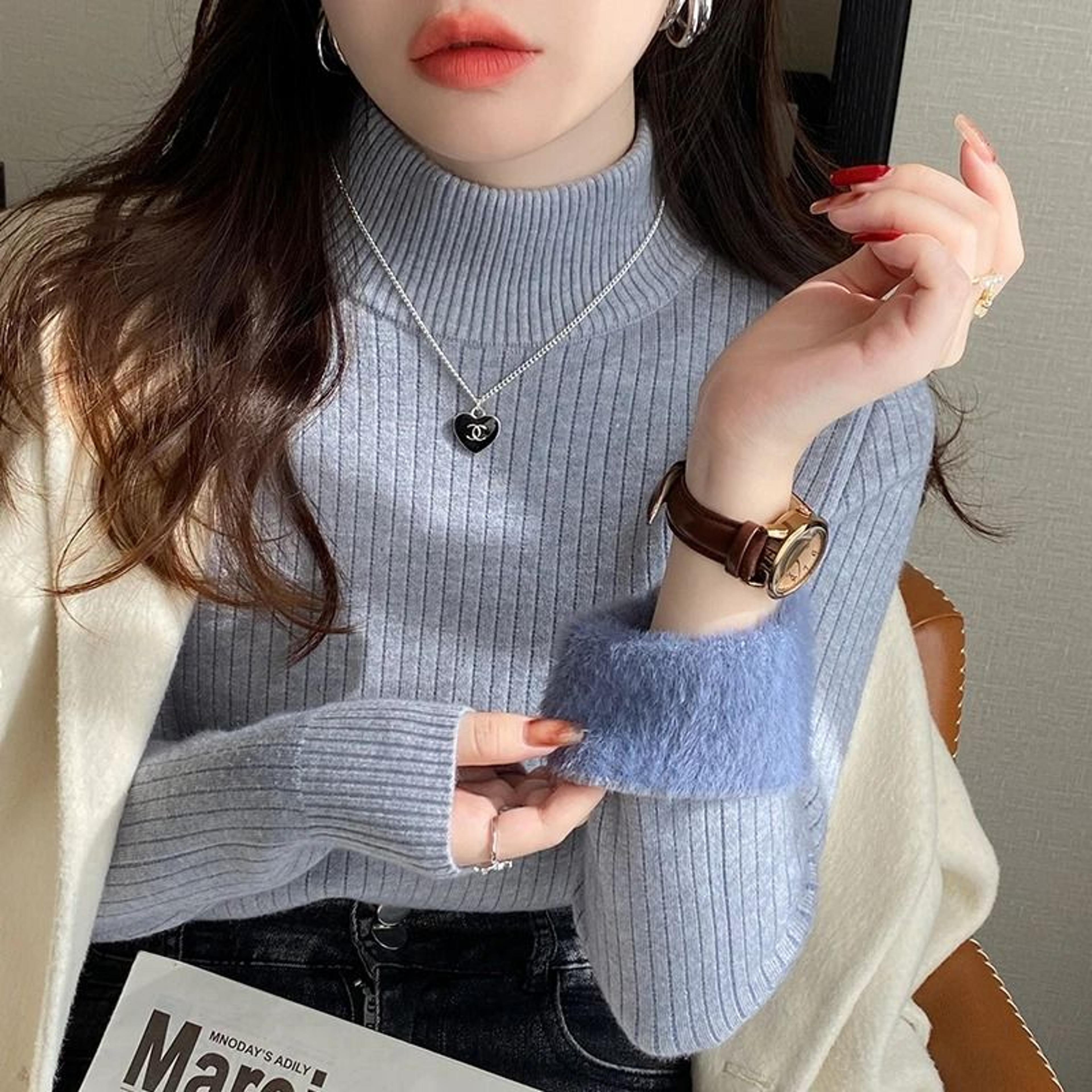 Women Thermal Turtleneck Sweater With Velvet Lining 11