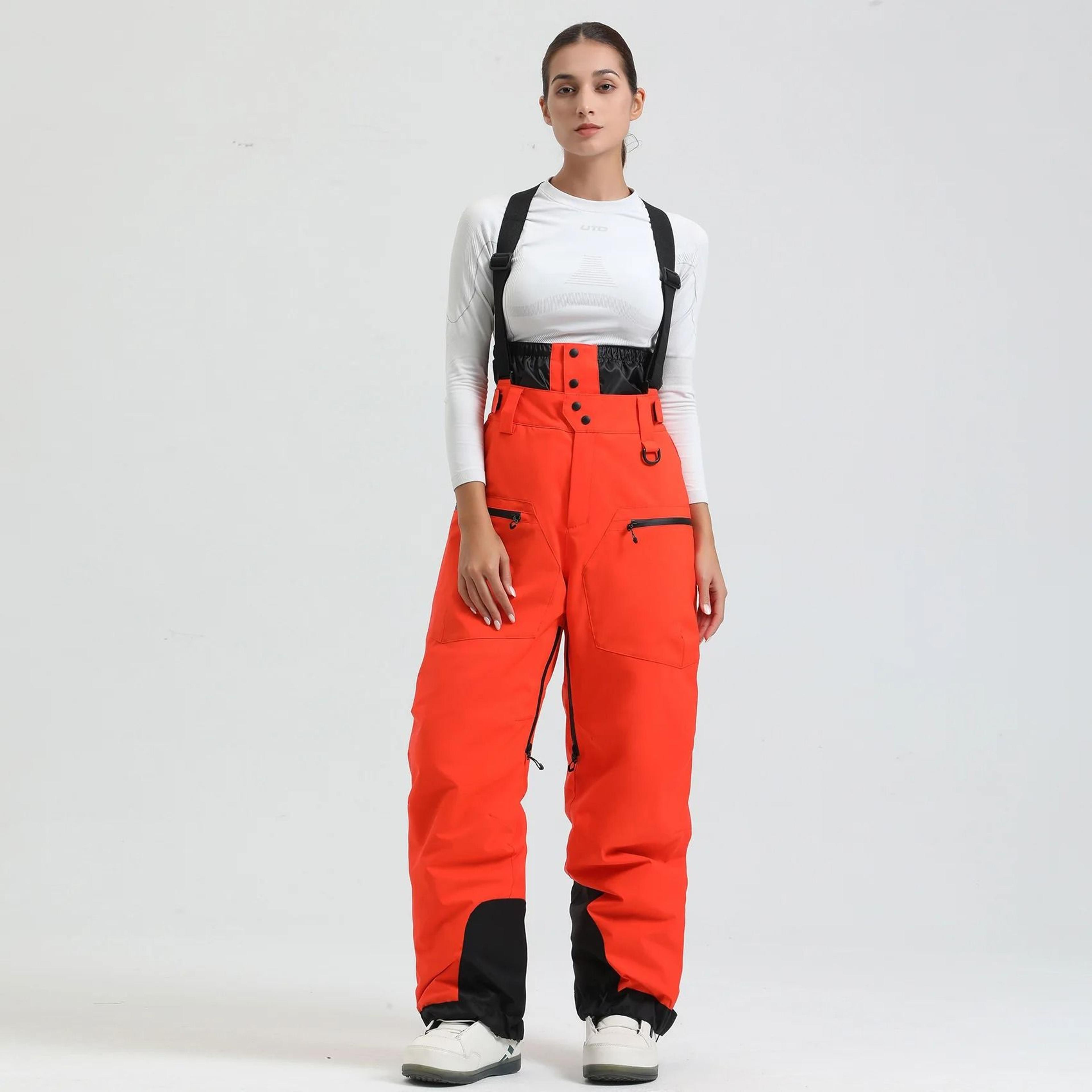 Womens Waterproof Insulated Ski Pants With Suspenders Warm Winter Snowboard Overalls 21