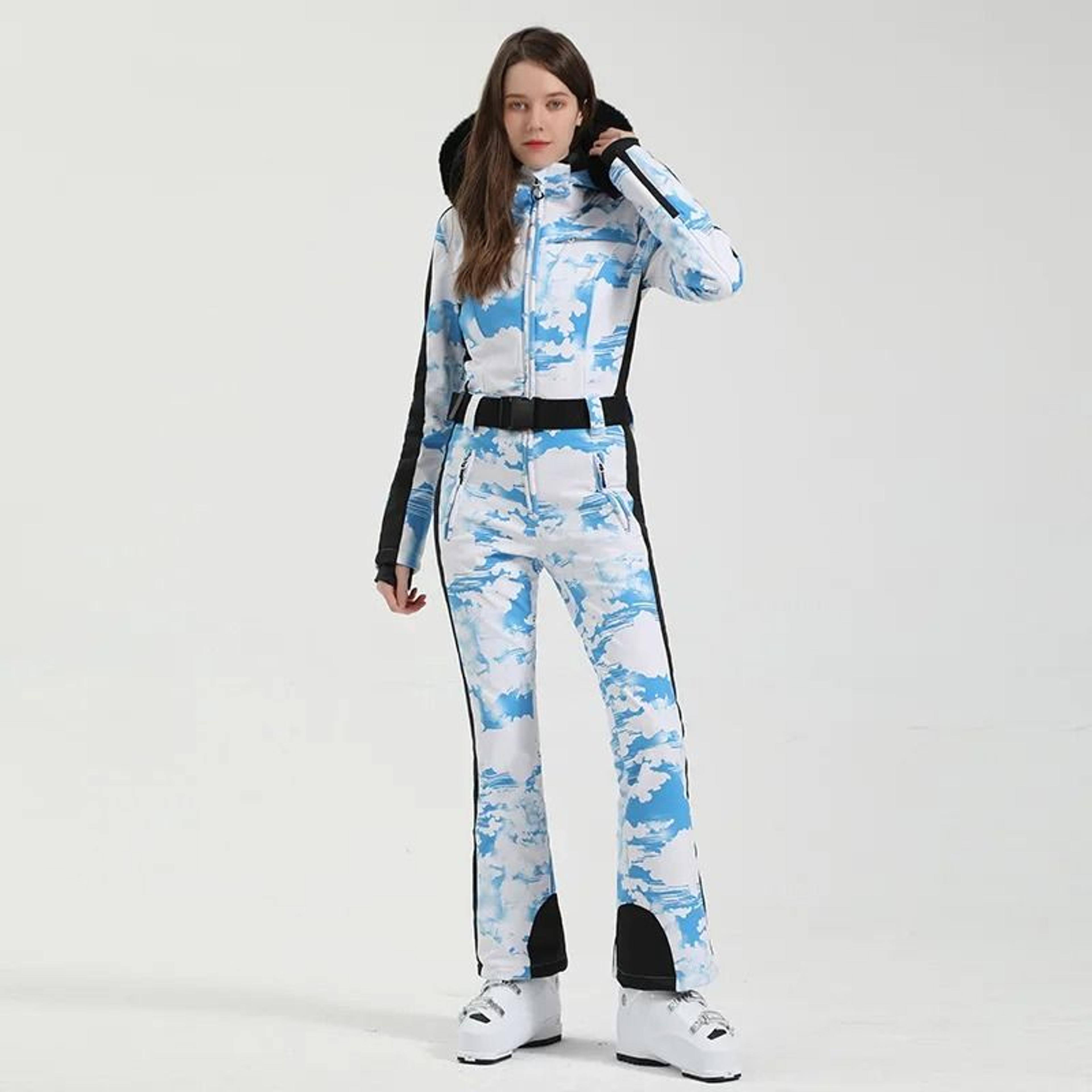Women One Piece Ski Suit Winter Waterproof Windproof Thick Snowboard Overalls 22