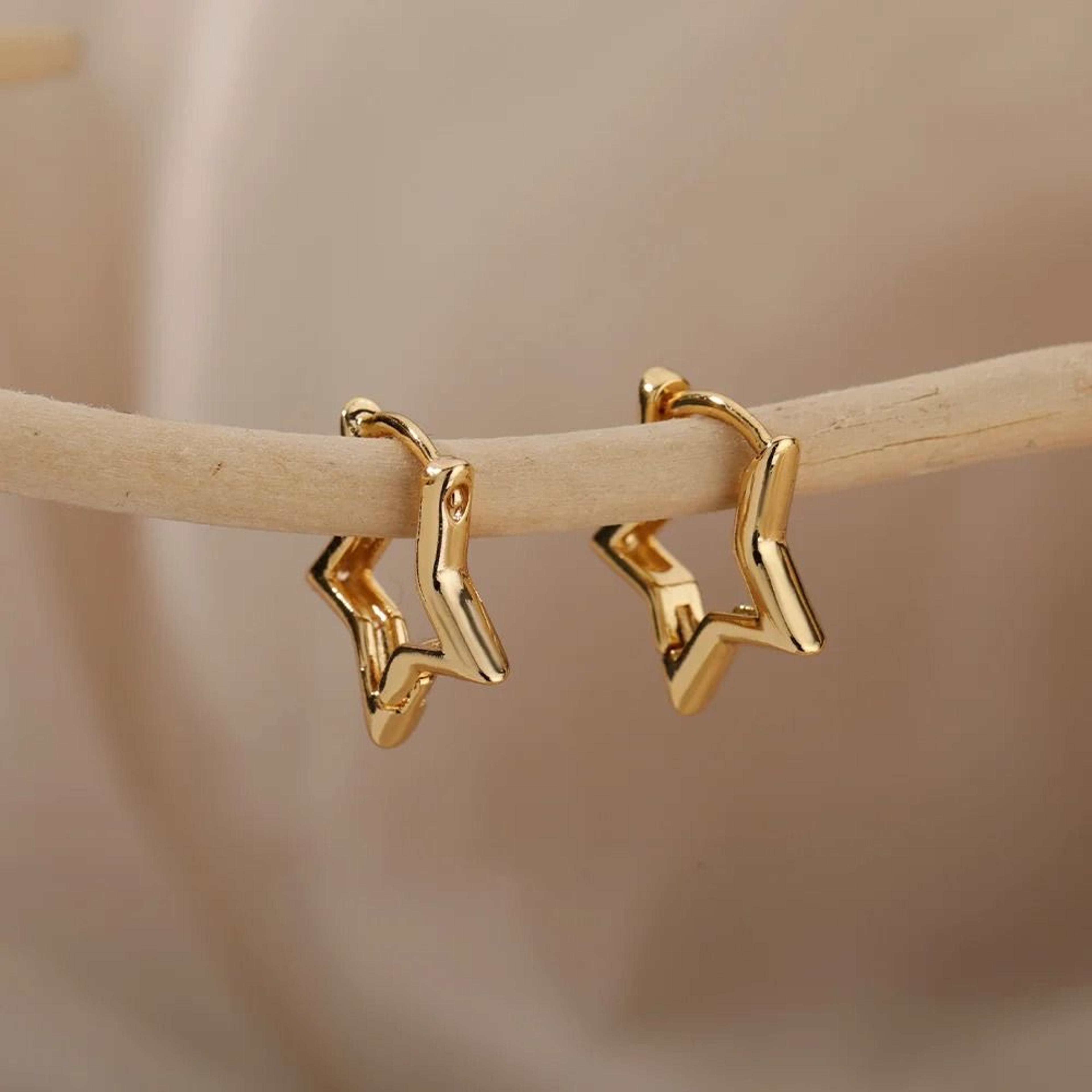 Stainless Steel Star Hoop Earrings 0
