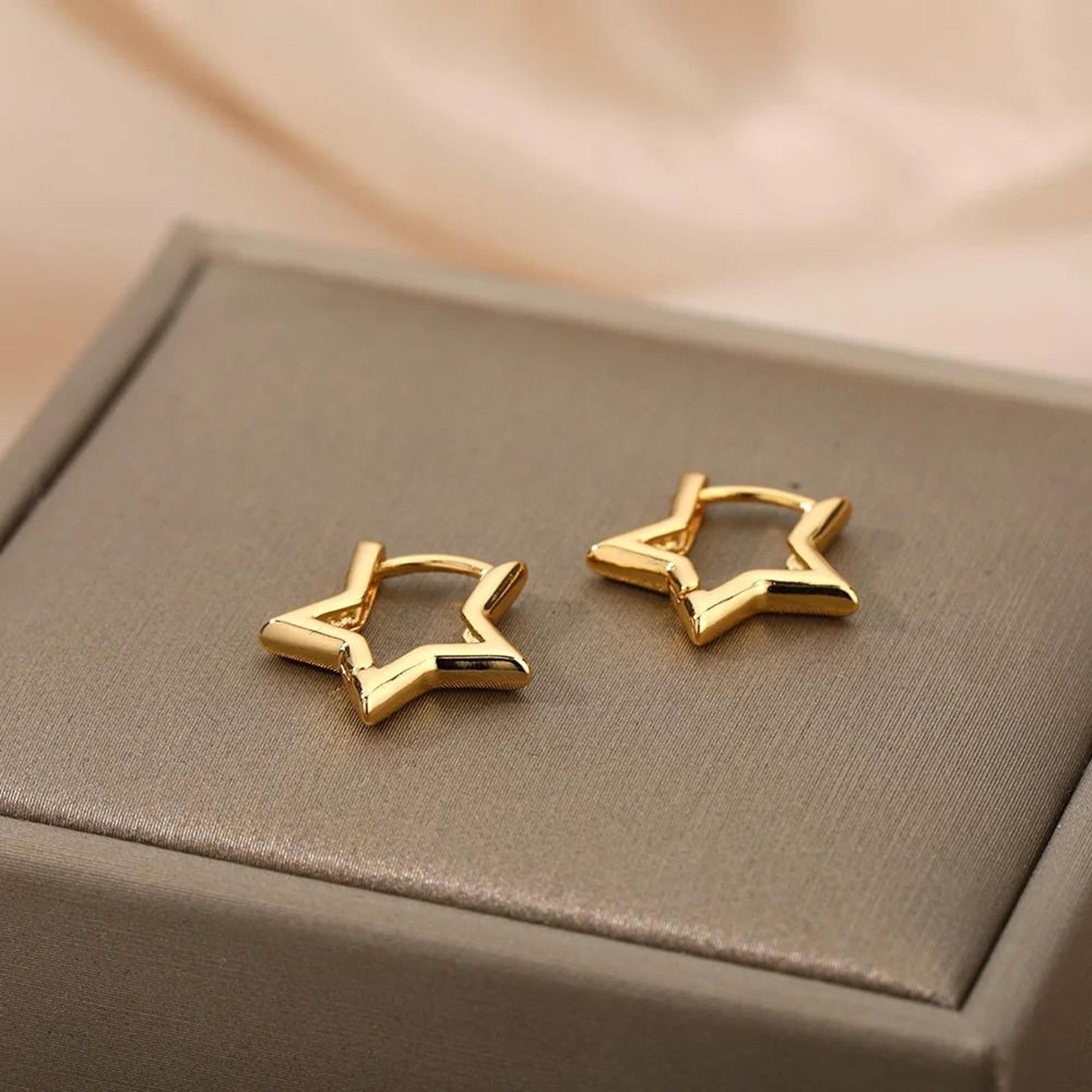 Stainless Steel Star Hoop Earrings 3