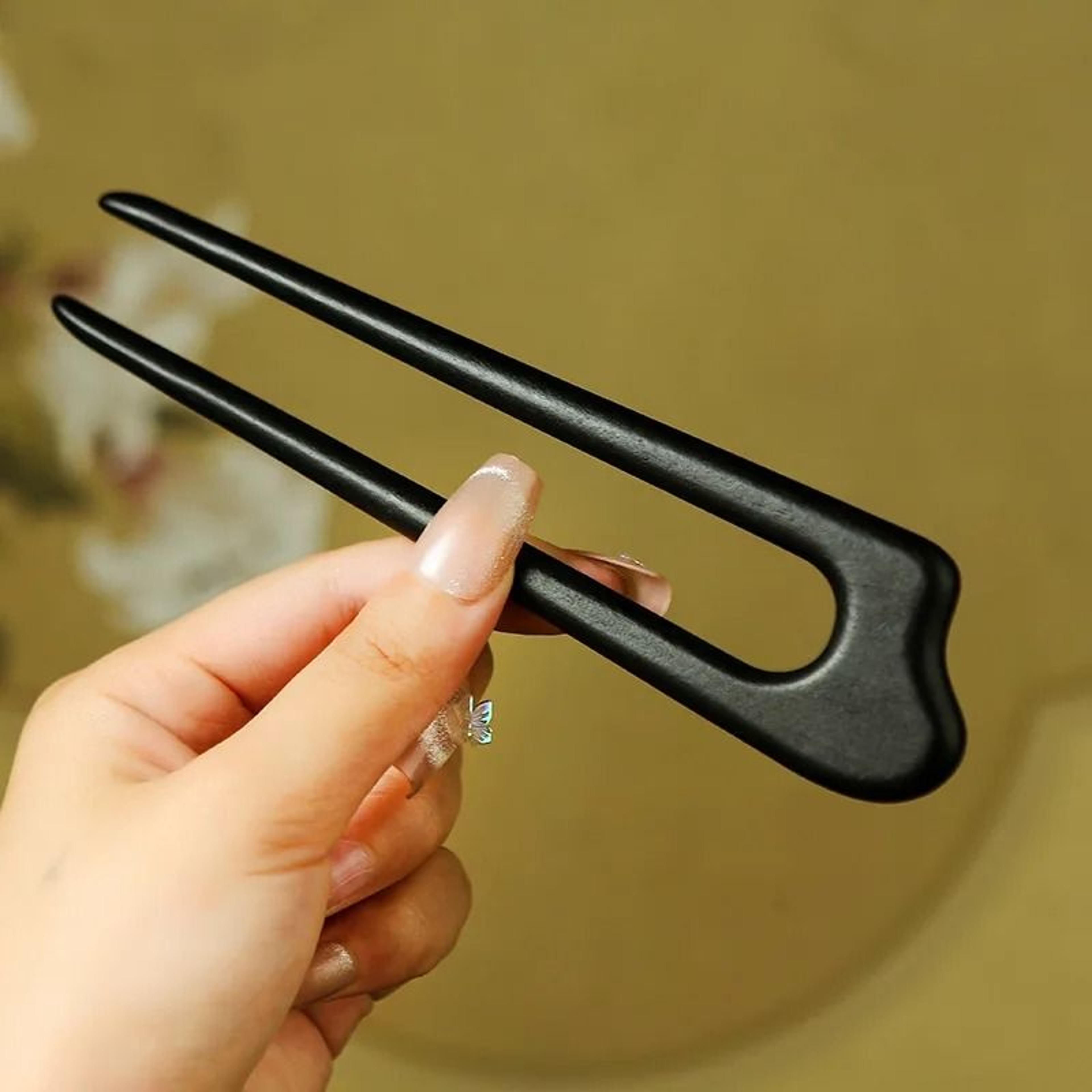 Wooden U Shaped Hair Stick 5