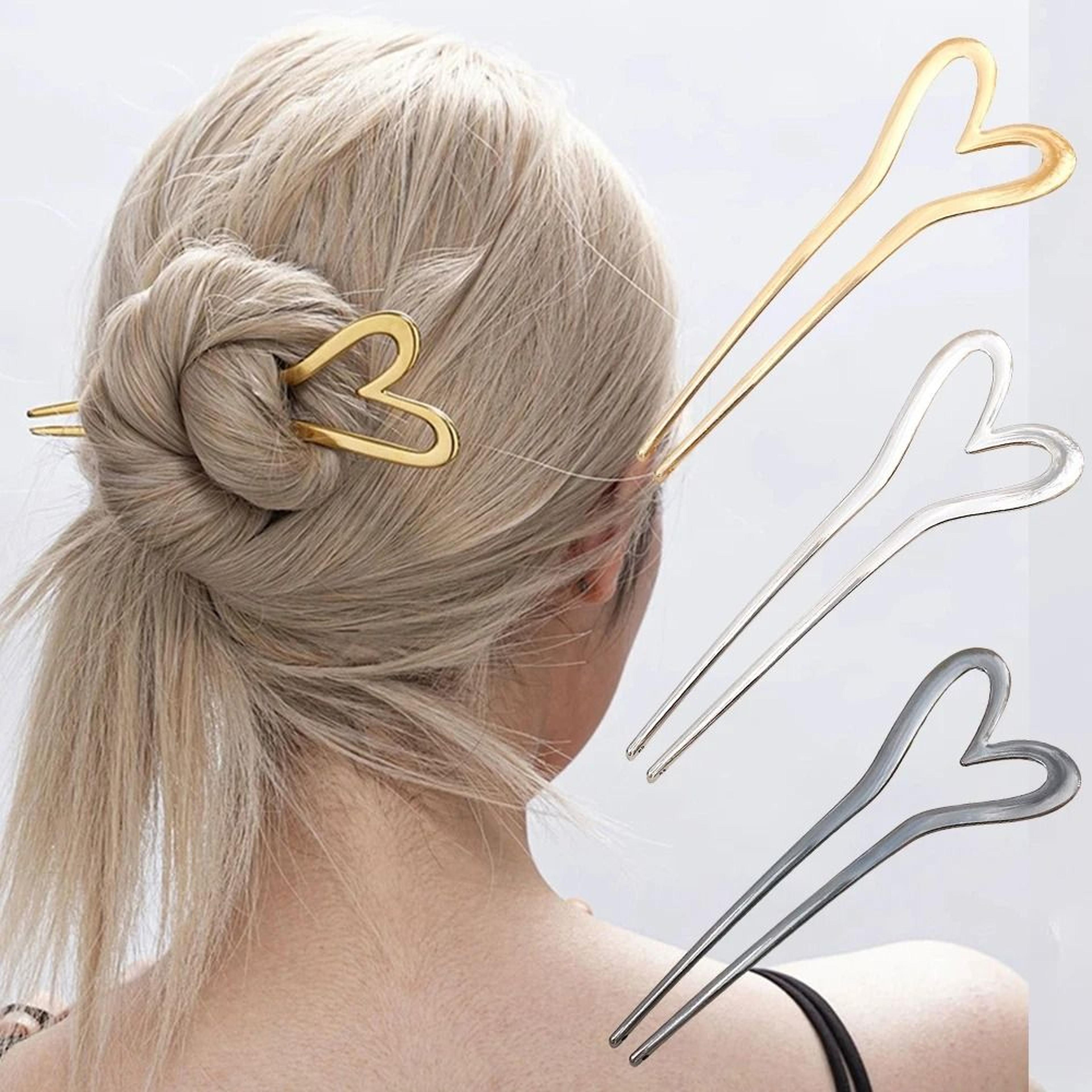Metal Heart U Shaped Hair Fork 0