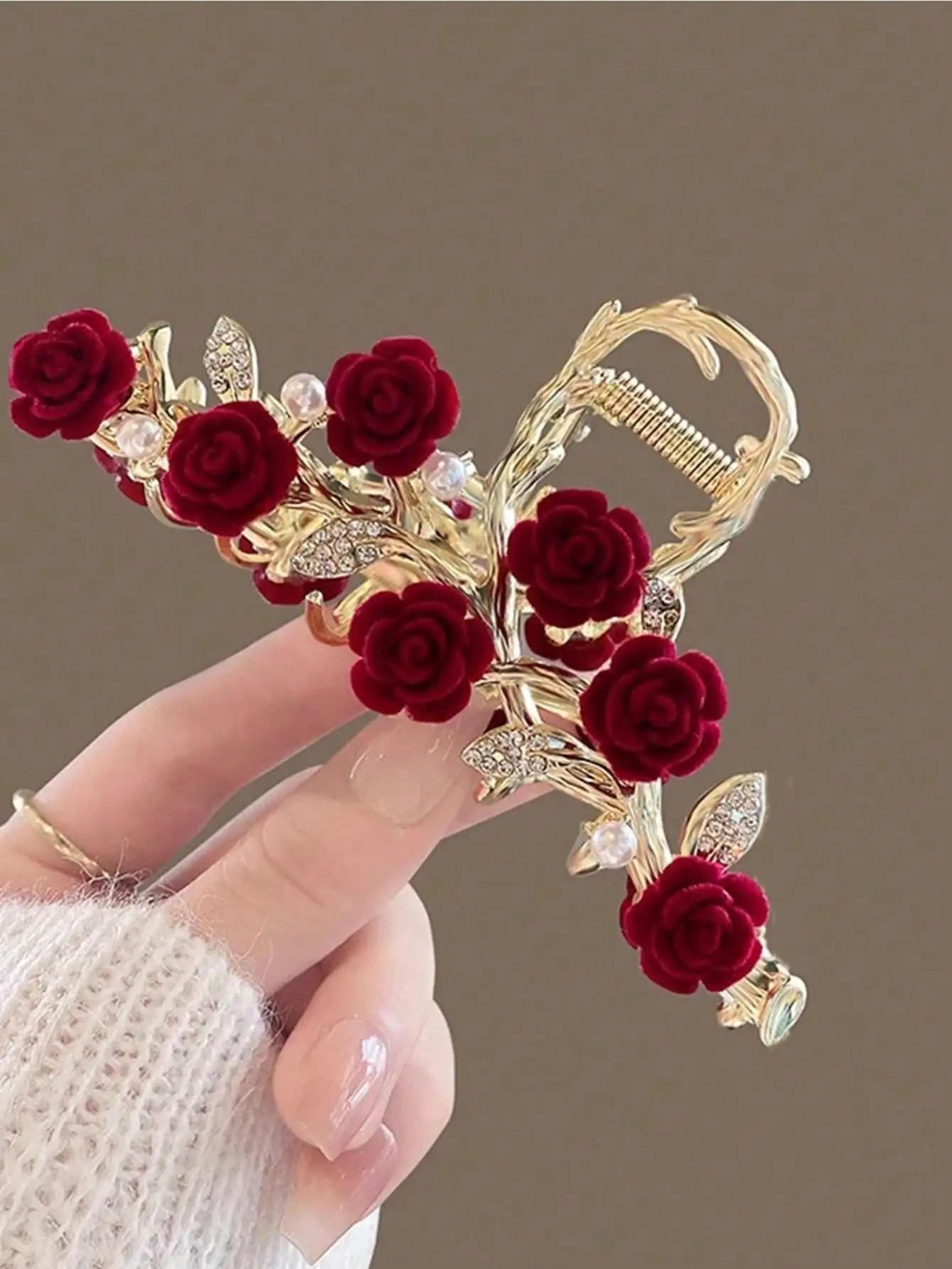 Antique Rose Hair Claw For Women 9