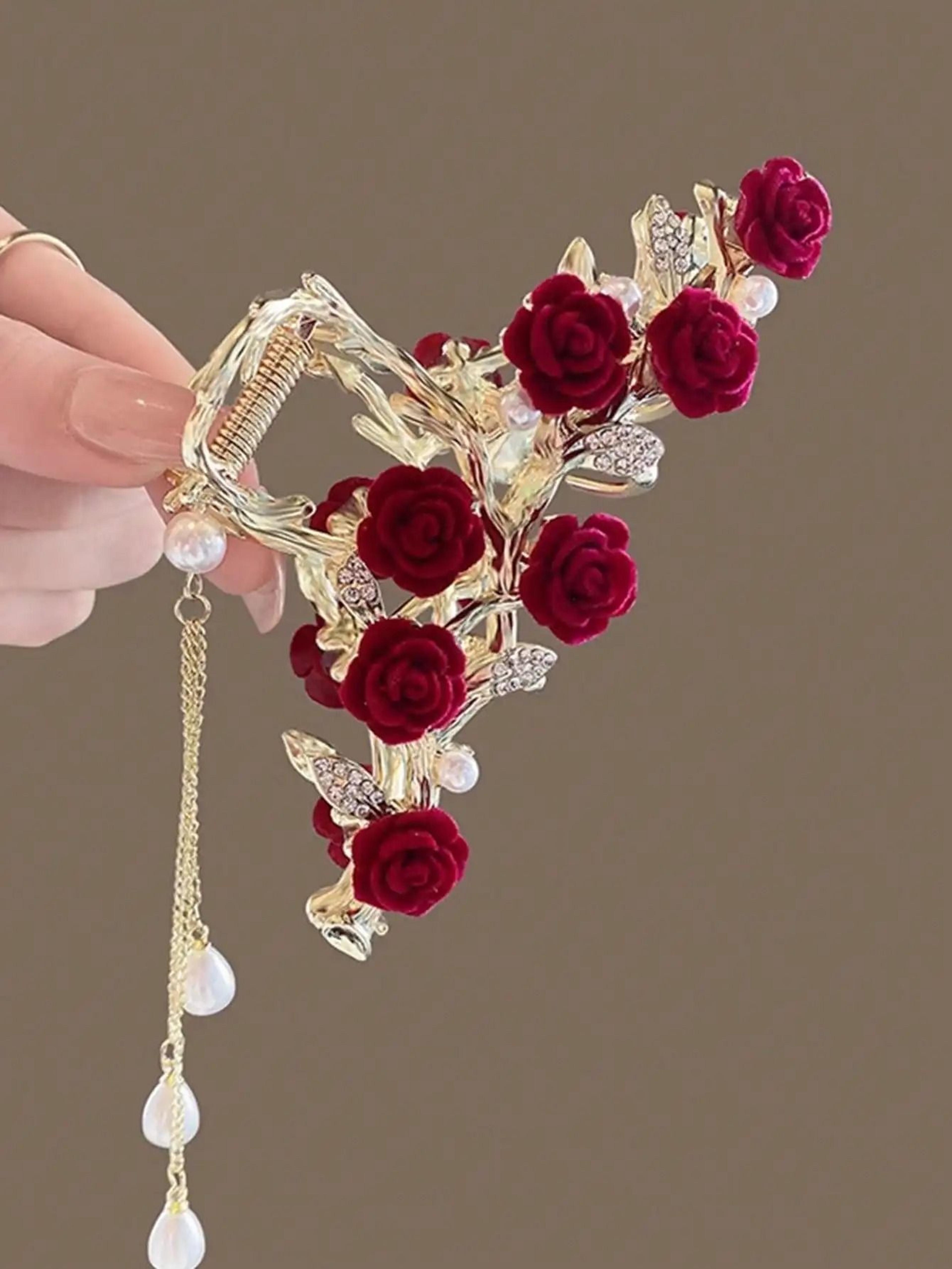 Antique Rose Hair Claw For Women 8
