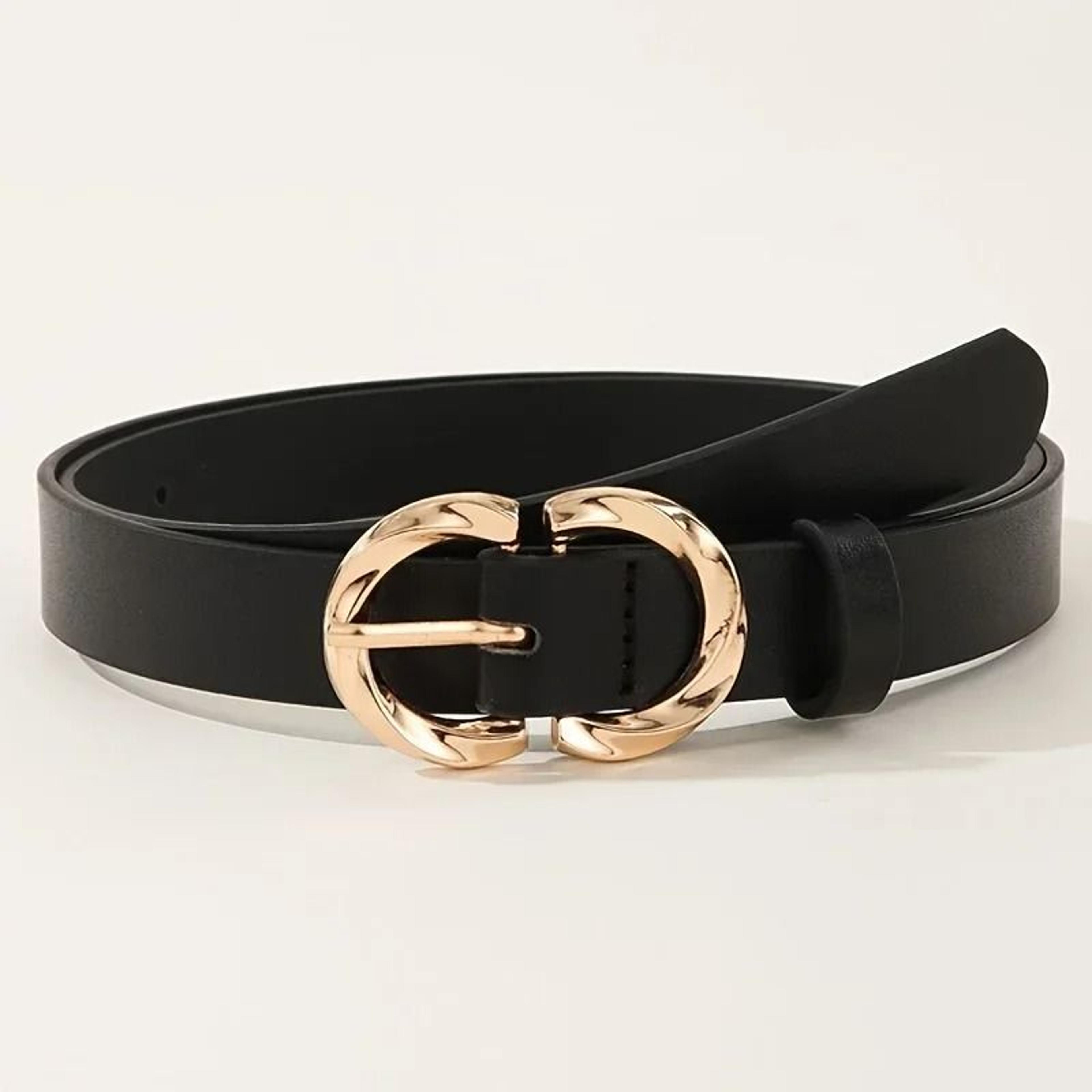 classic pu belt with metal buckle for jeans and dresses