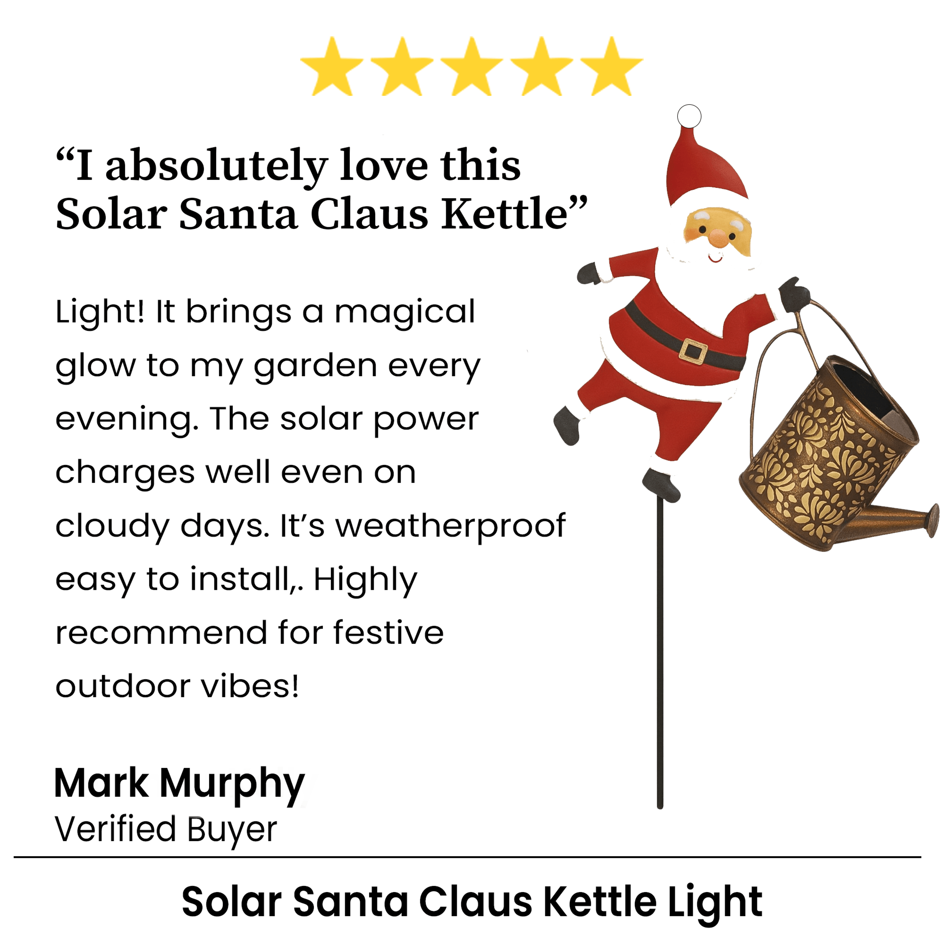 Solar Santa Claus Kettle Light For Garden And Outdoor Christmas Decoration 7