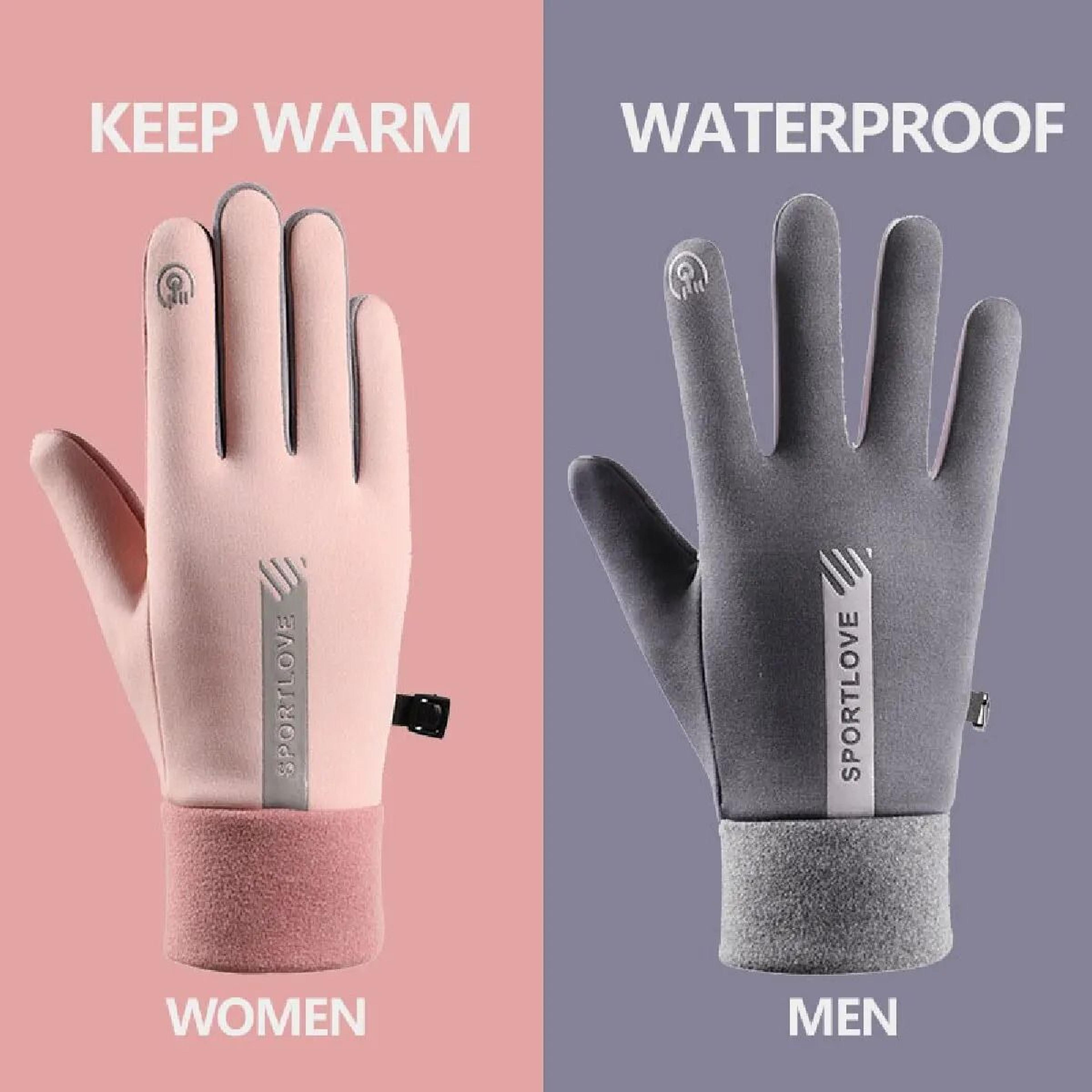 Women Winter Thermal Fleece Cycling Gloves Wind Waterproof 1