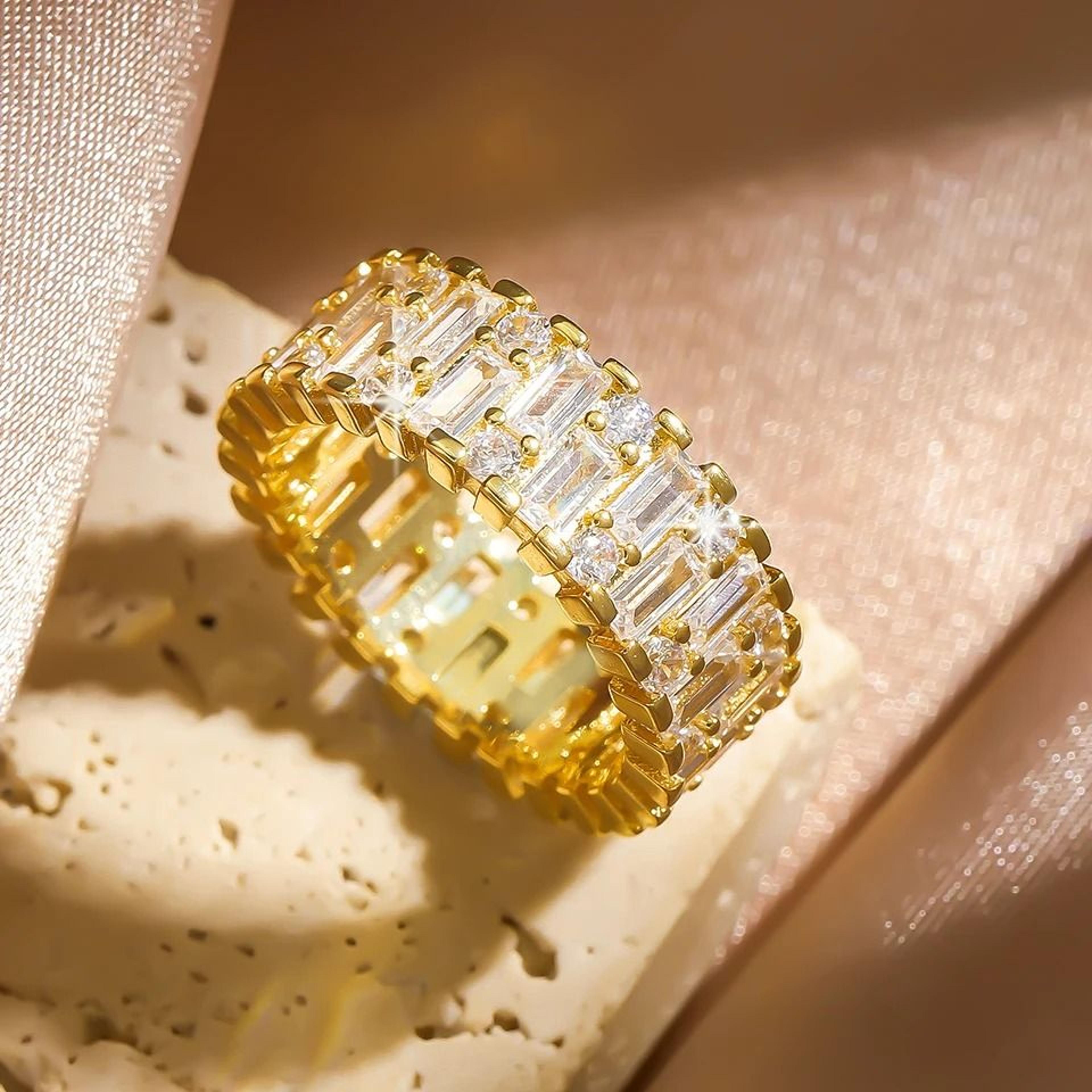 Baguette Cubic Zirconia Engagement Ring For Women 14